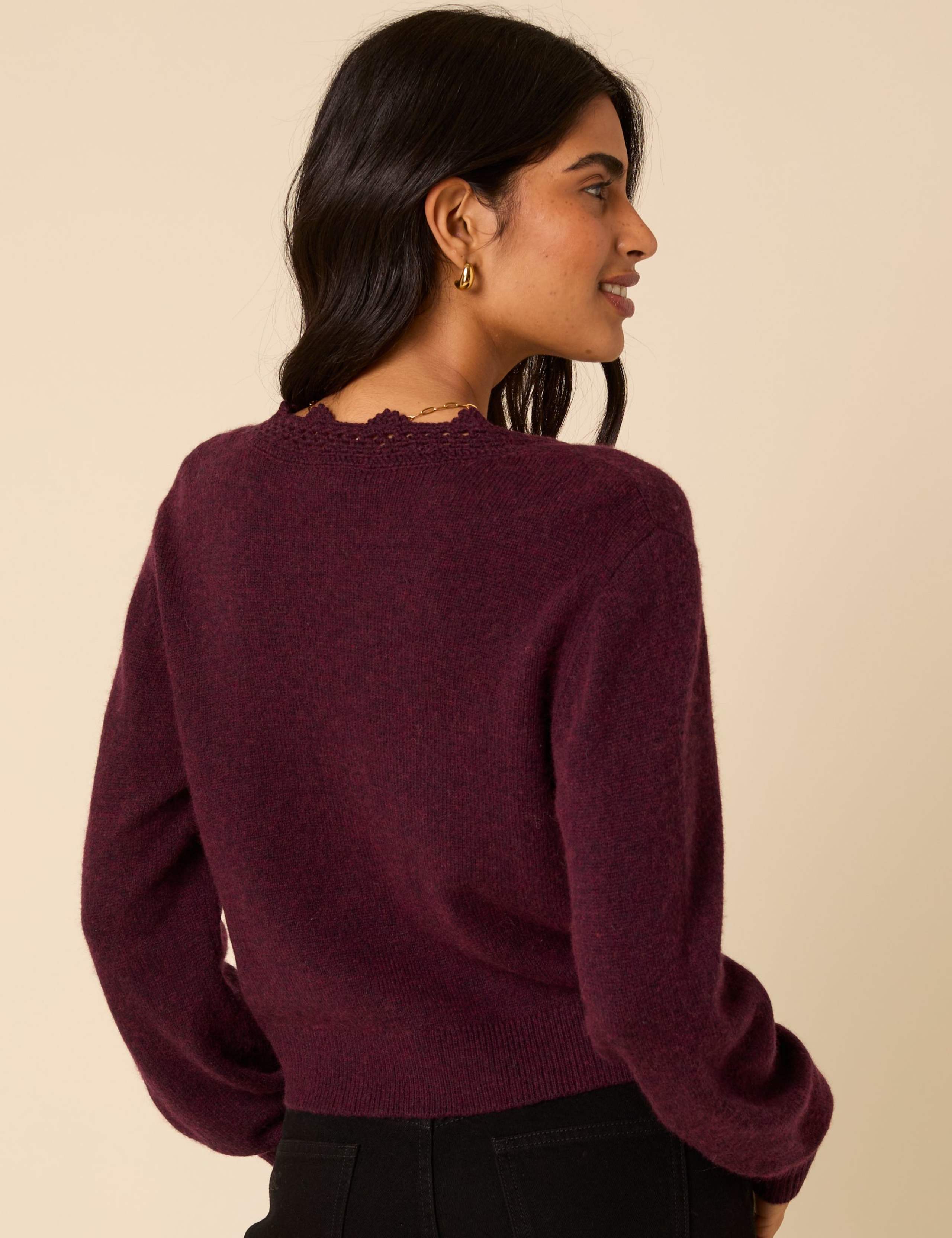 Wool Blend V-Neck Cardigan 2 of 5