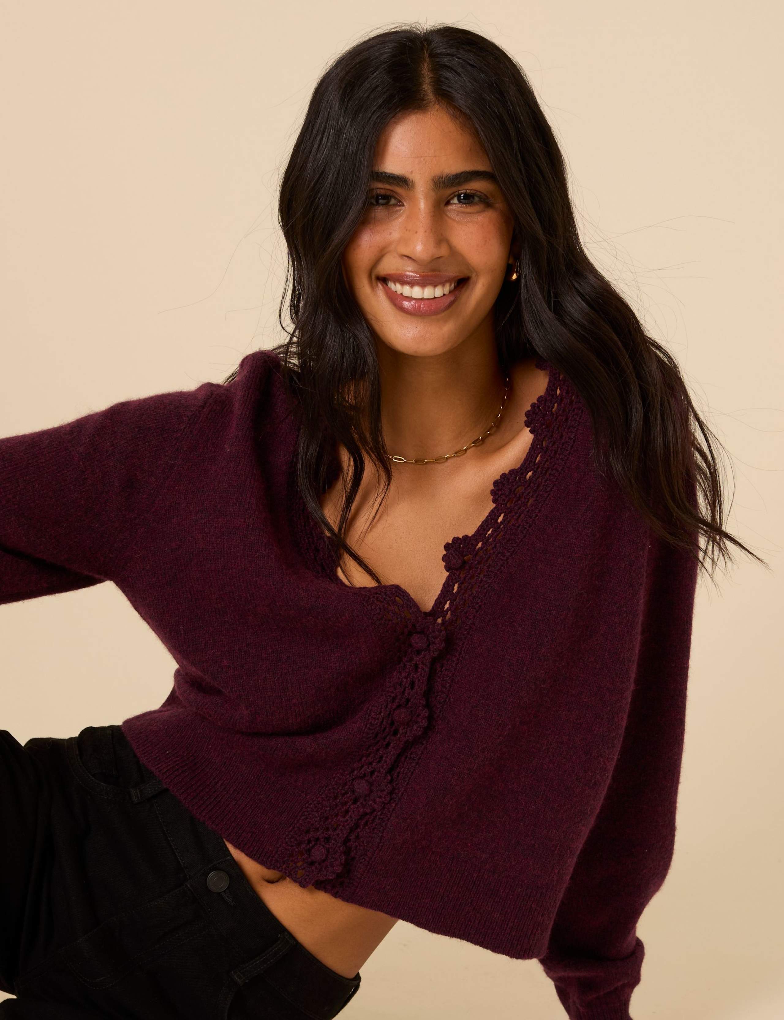 Wool Blend V-Neck Cardigan 3 of 5