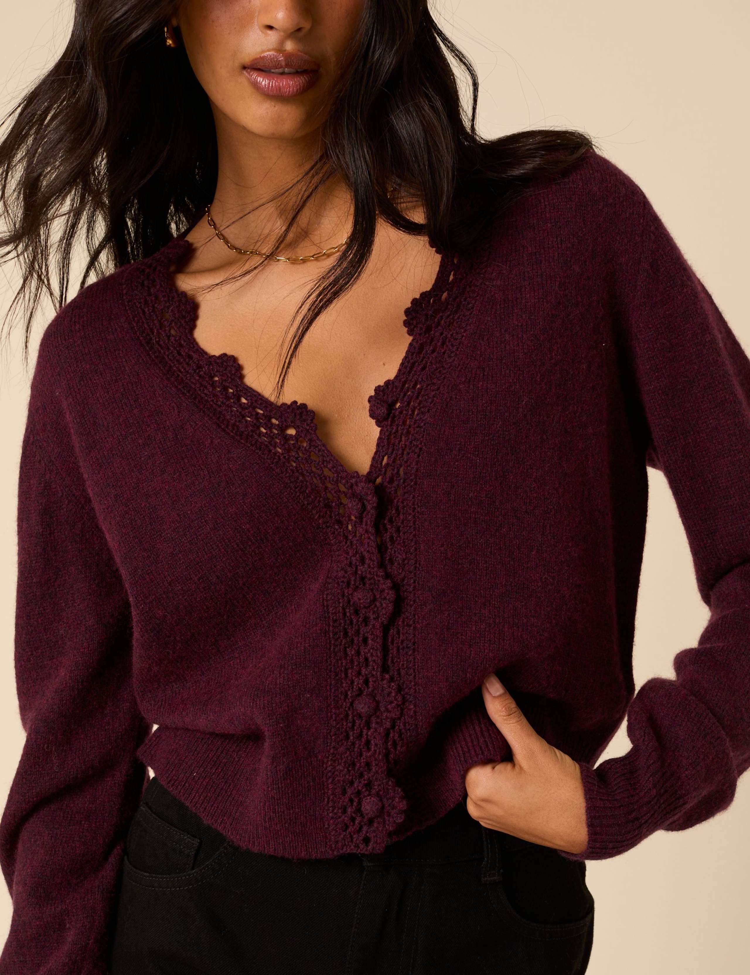 Wool Blend V-Neck Cardigan 4 of 5