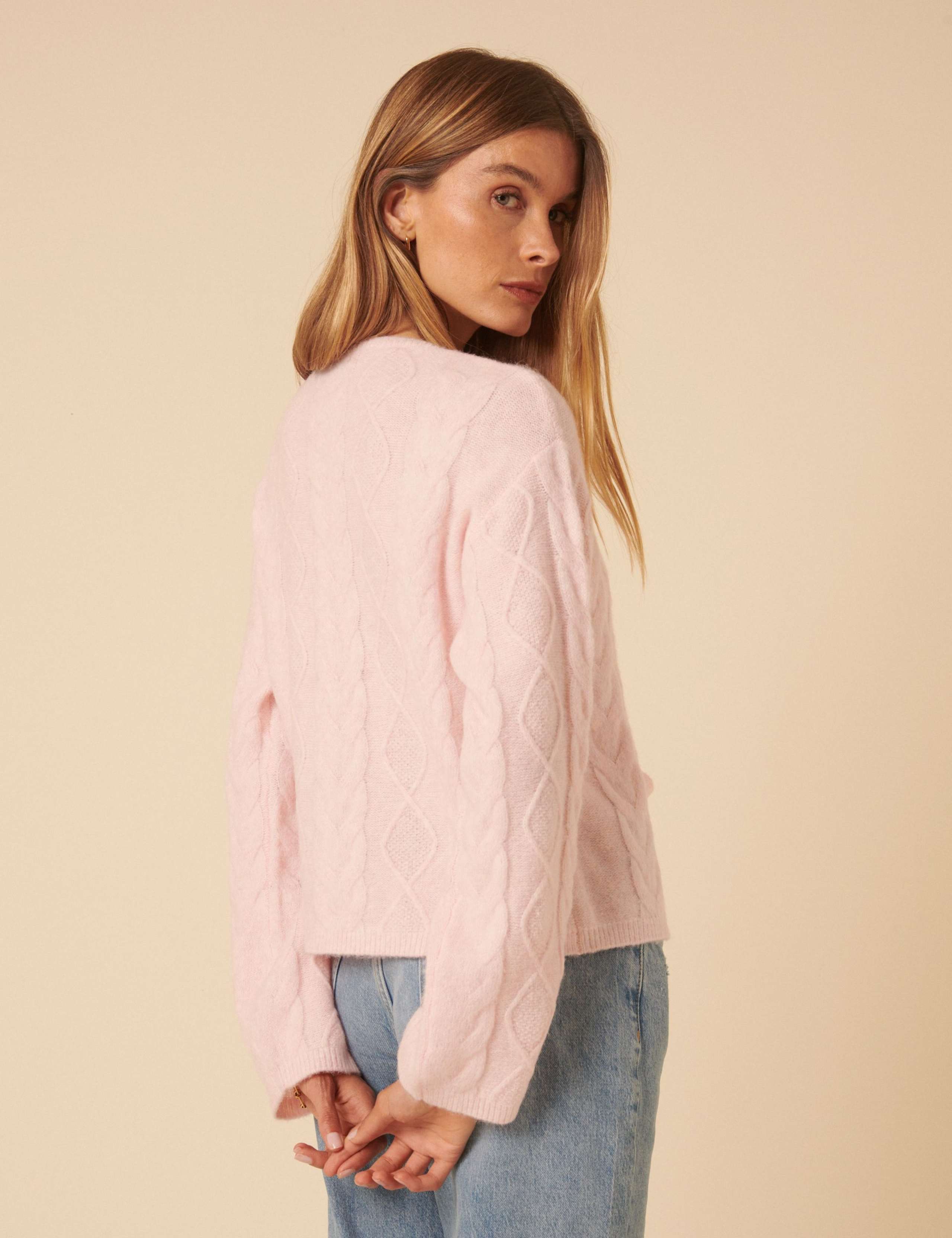 Cable Knit Tie Front Relaxed Cardigan 2 of 5
