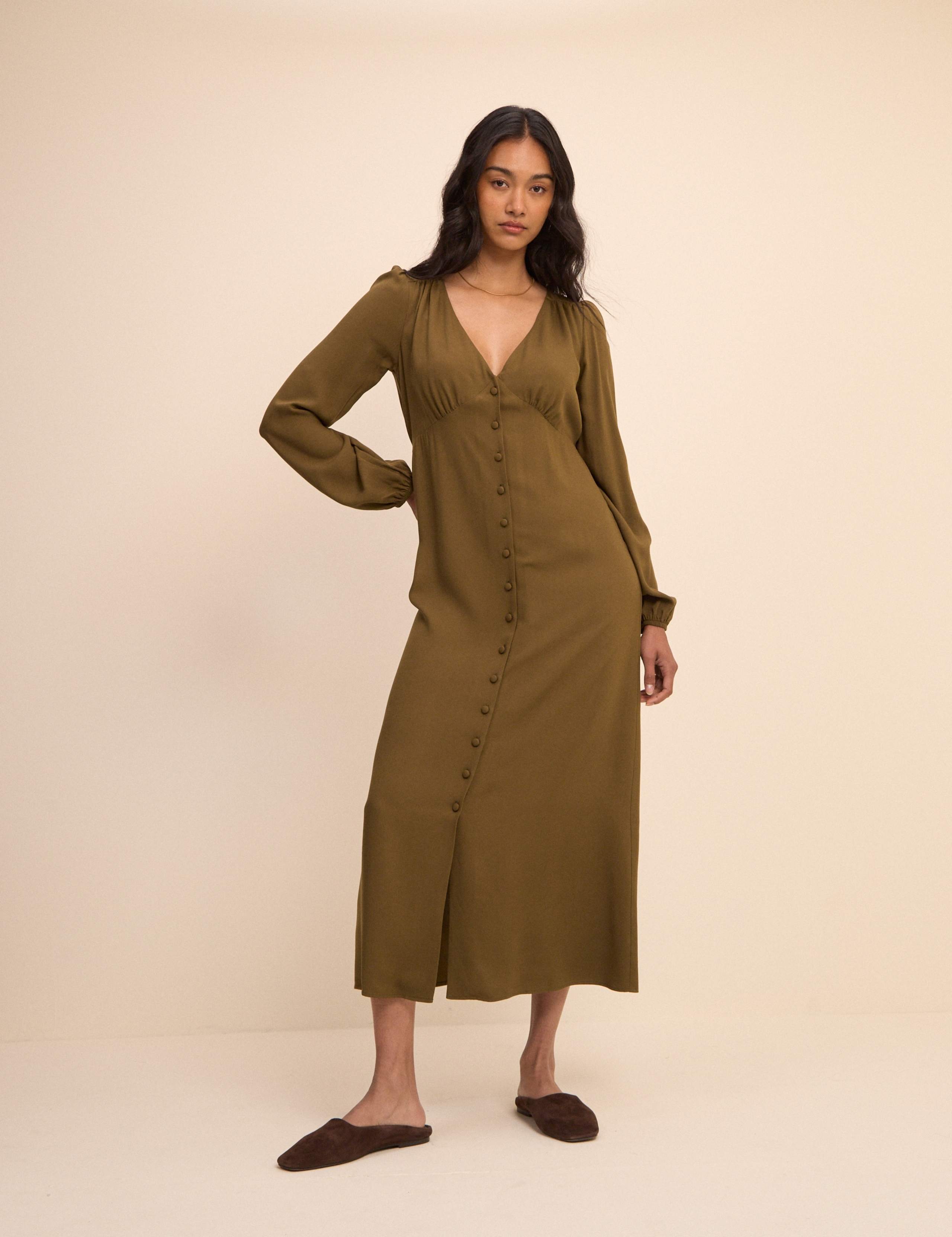 Polka Dot V-Neck Midi Dress 1 of 5
