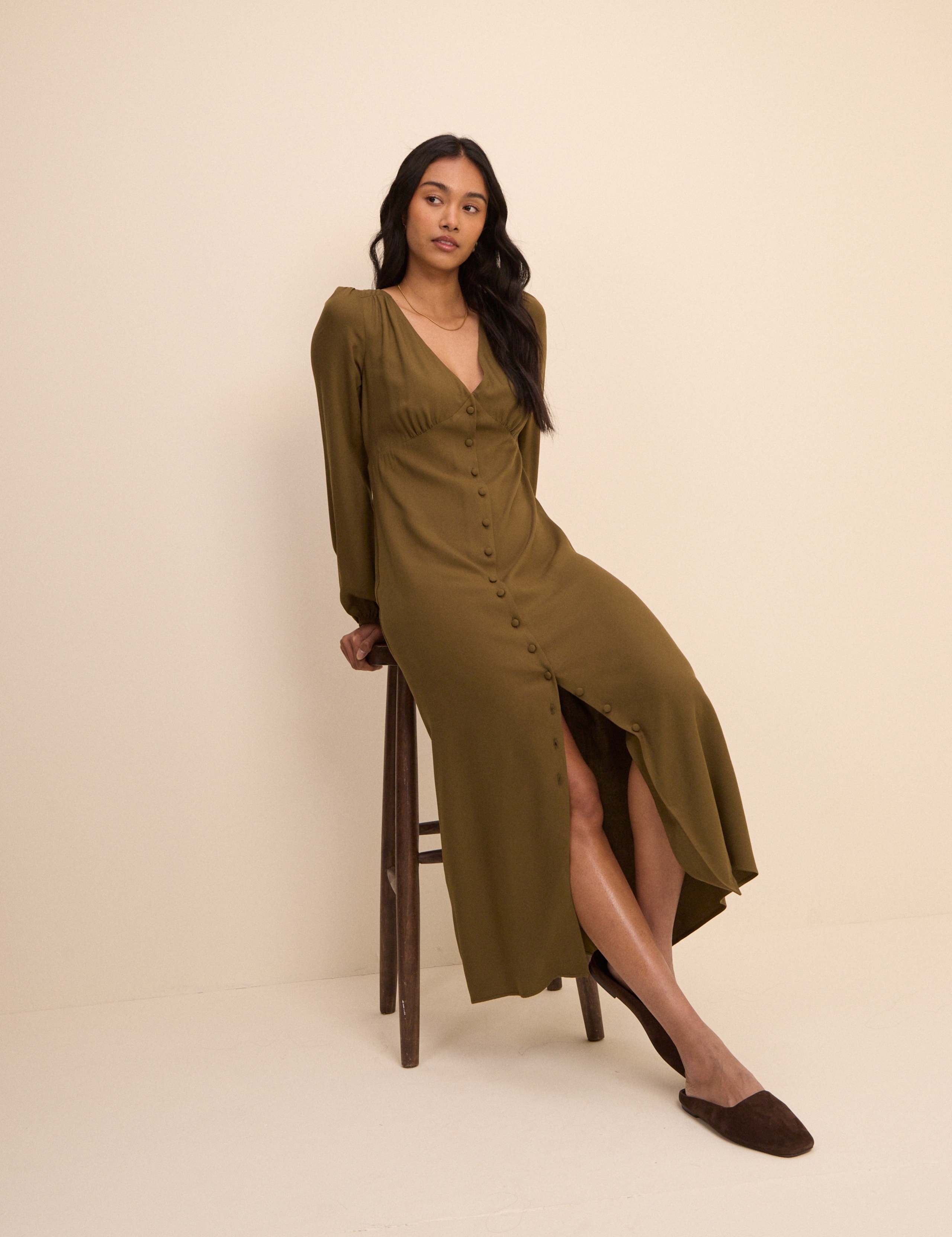 Polka Dot V-Neck Midi Dress 3 of 5