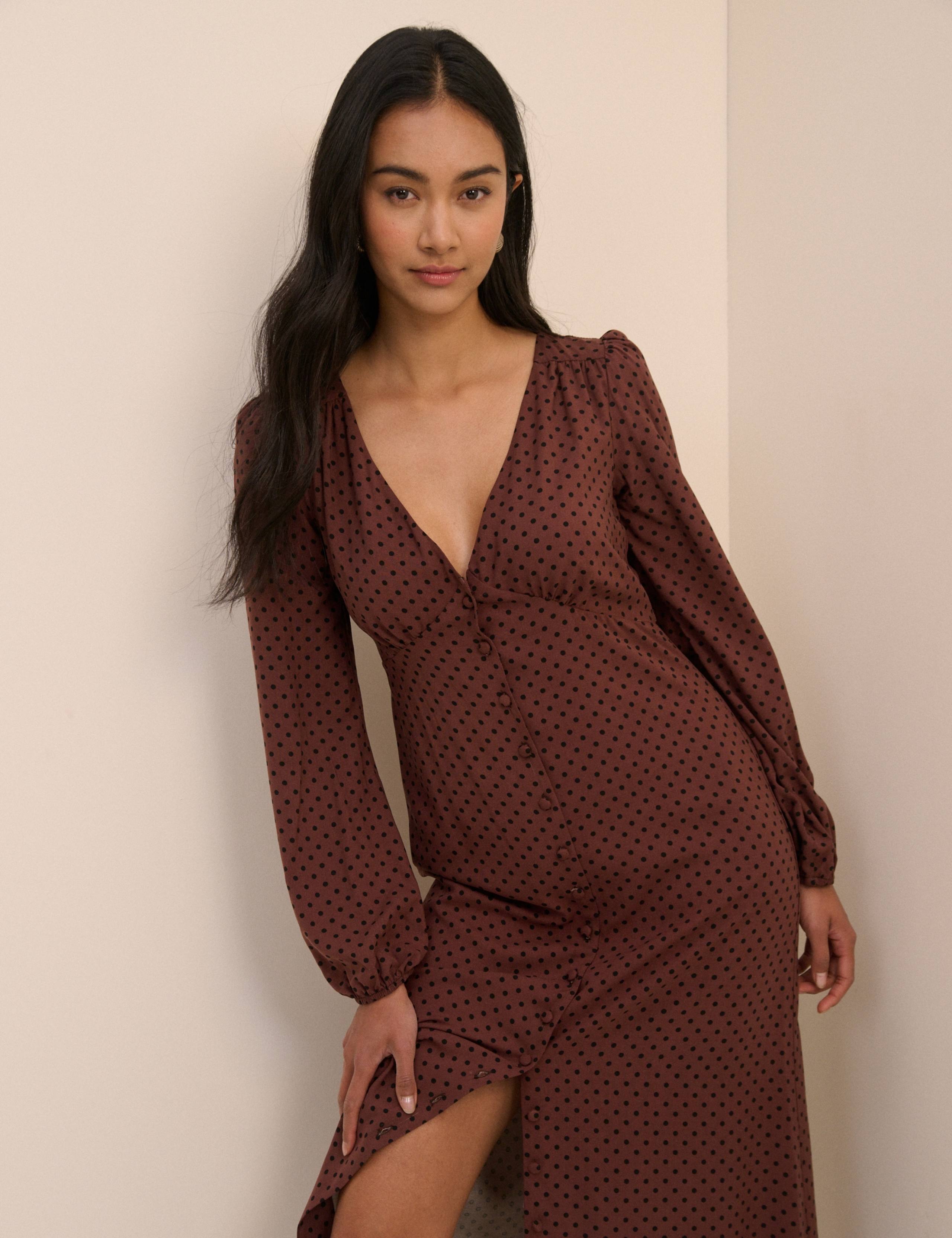 Polka Dot V-Neck Midi Dress 4 of 5
