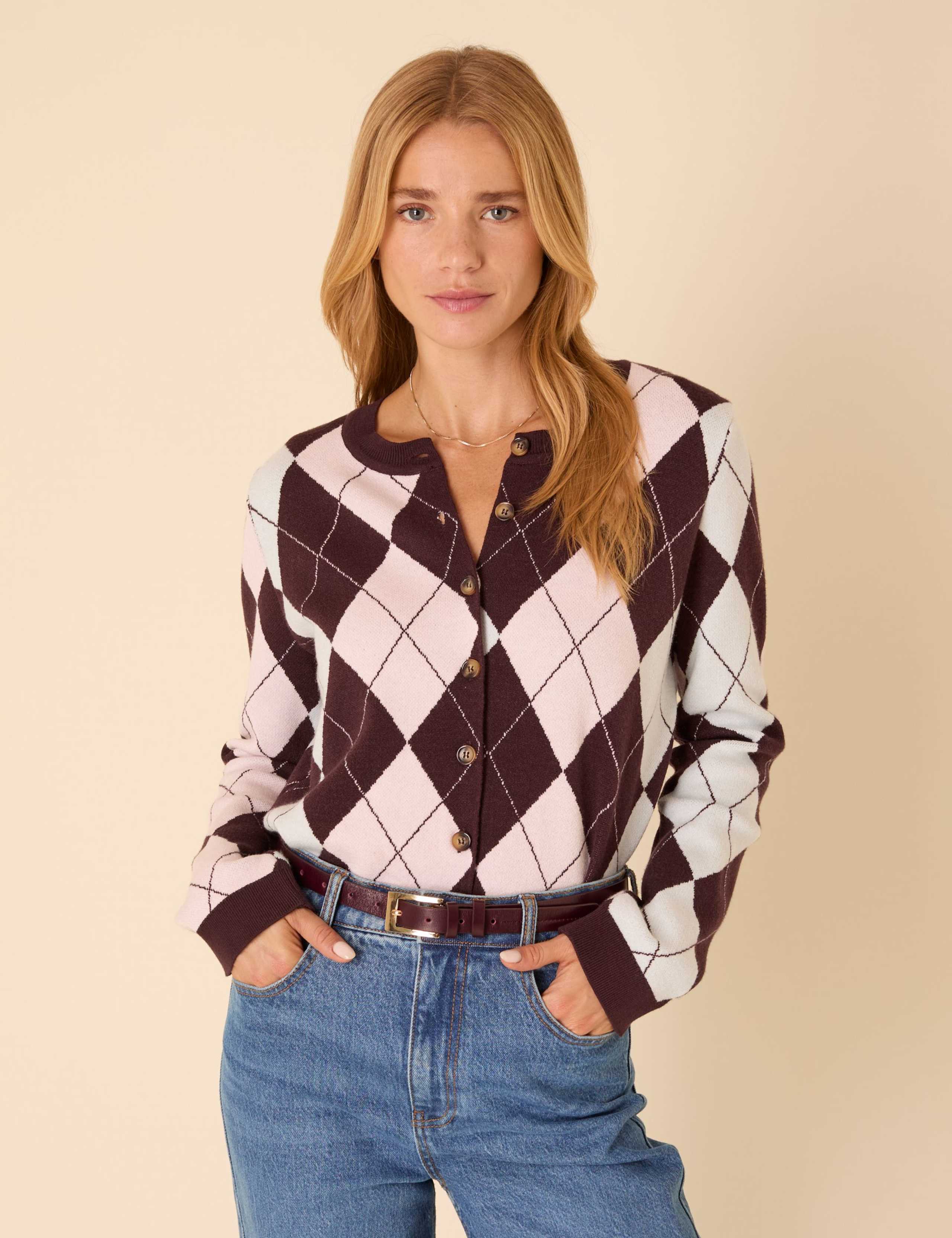 Cotton Rich Argyle Cardigan 2 of 5