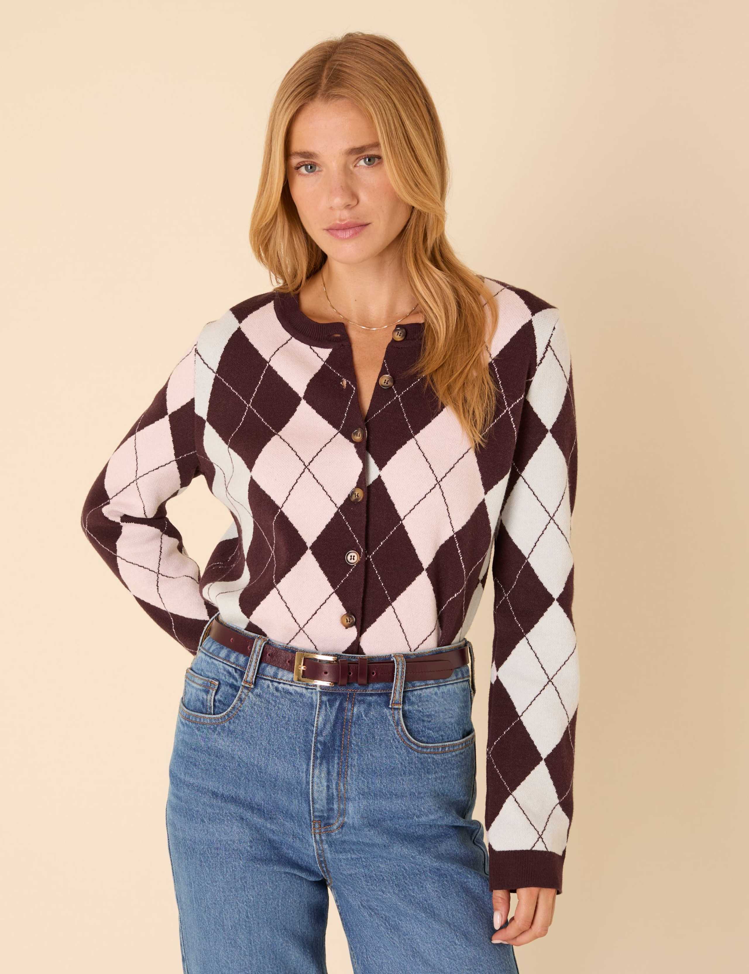 Cotton Rich Argyle Cardigan 3 of 5