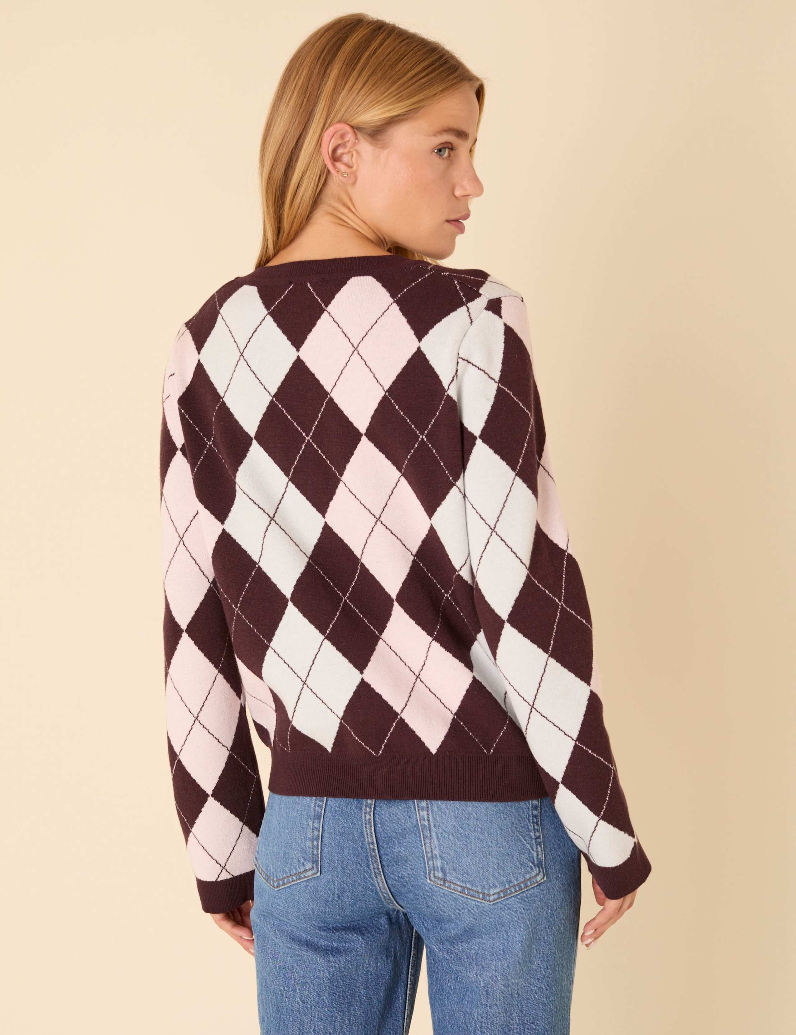 Cotton Rich Argyle Cardigan 5 of 5