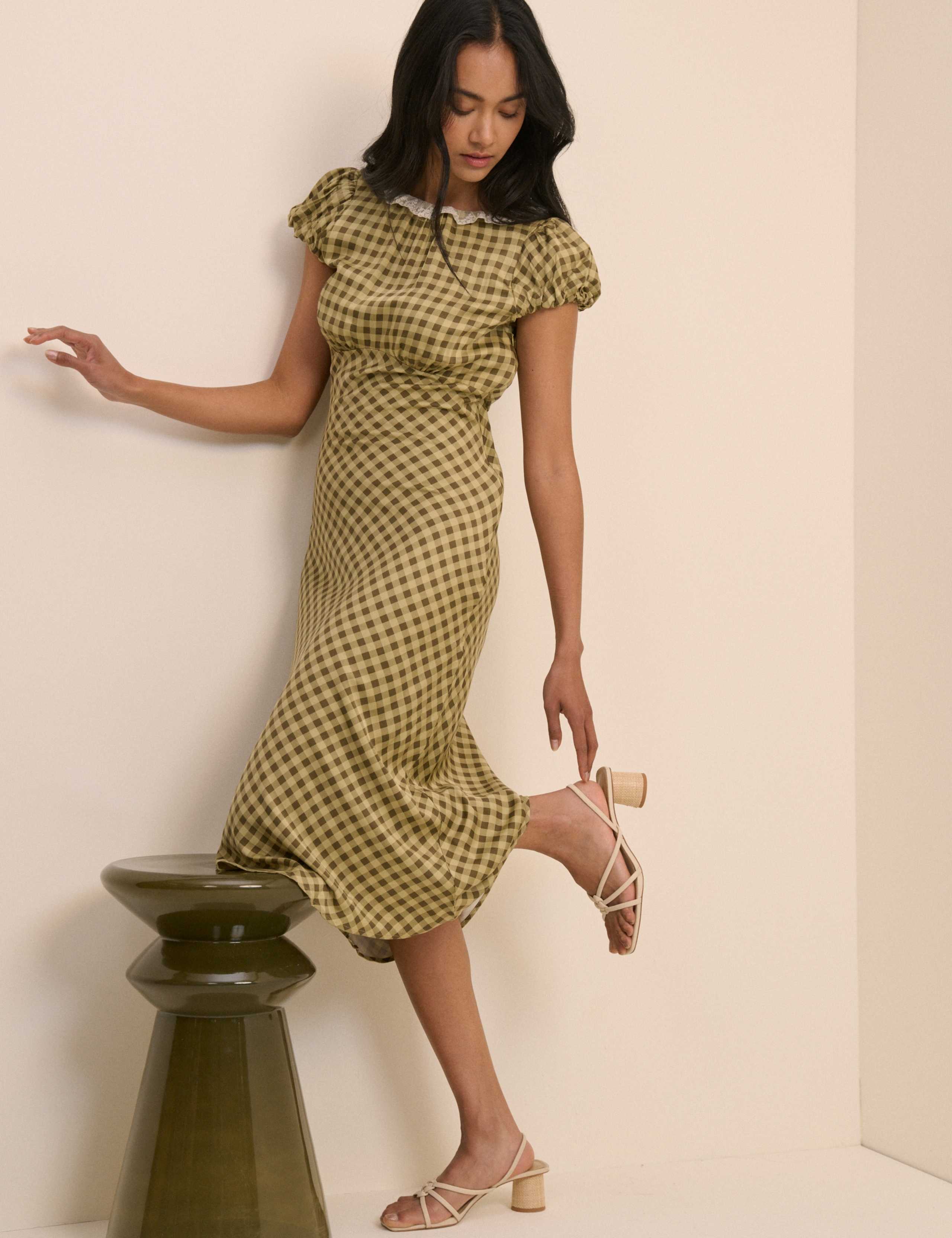 Checked Midi Skater Dress 3 of 5