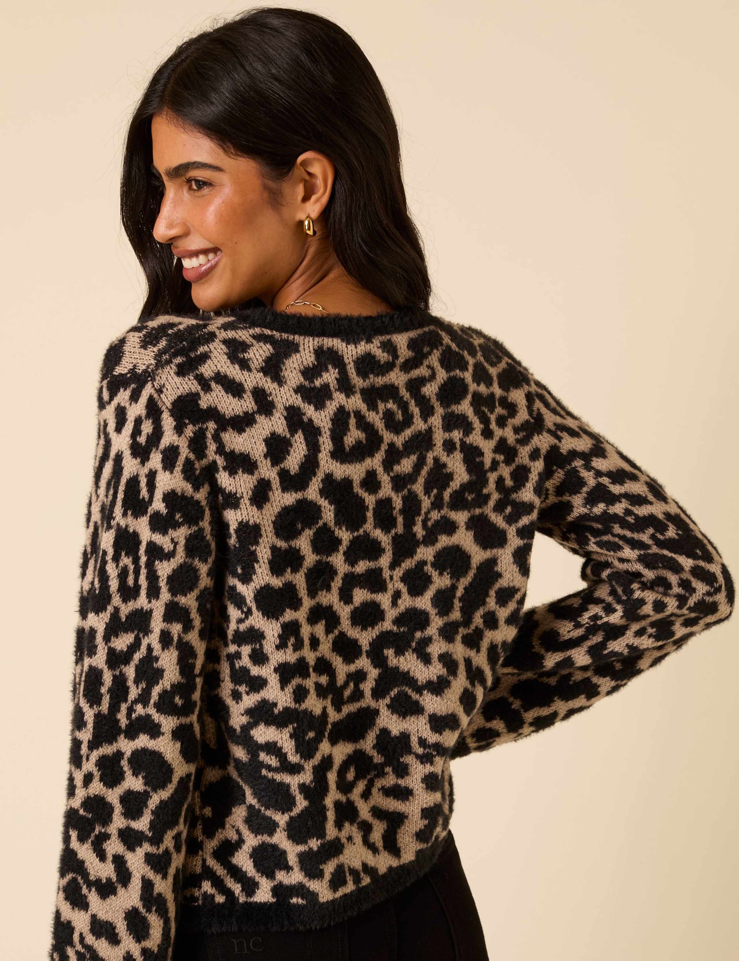 Leopard Print Jacquard Tie Front Cardigan 2 of 5