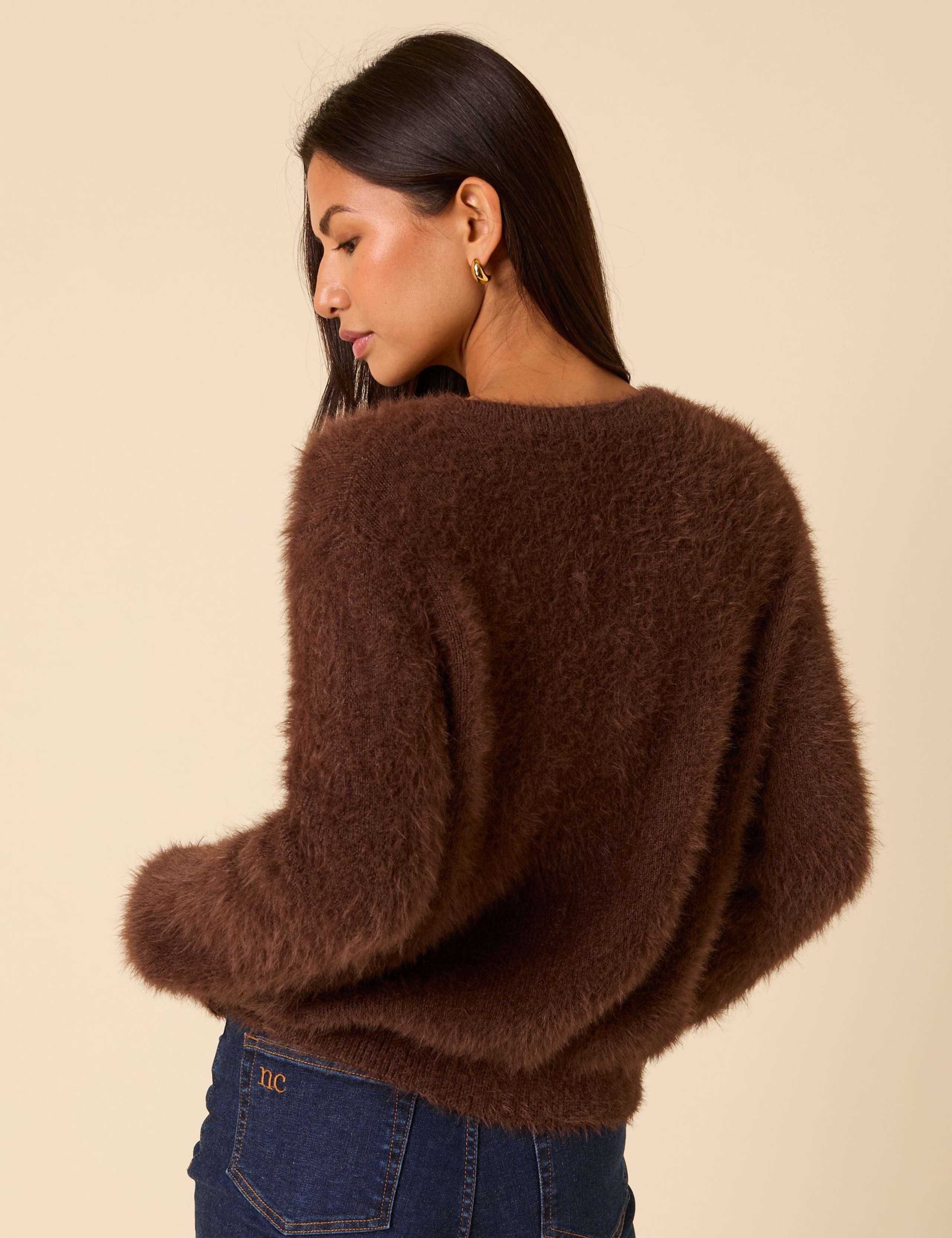 Eyelash Crew Neck Relaxed Cardigan 5 of 5