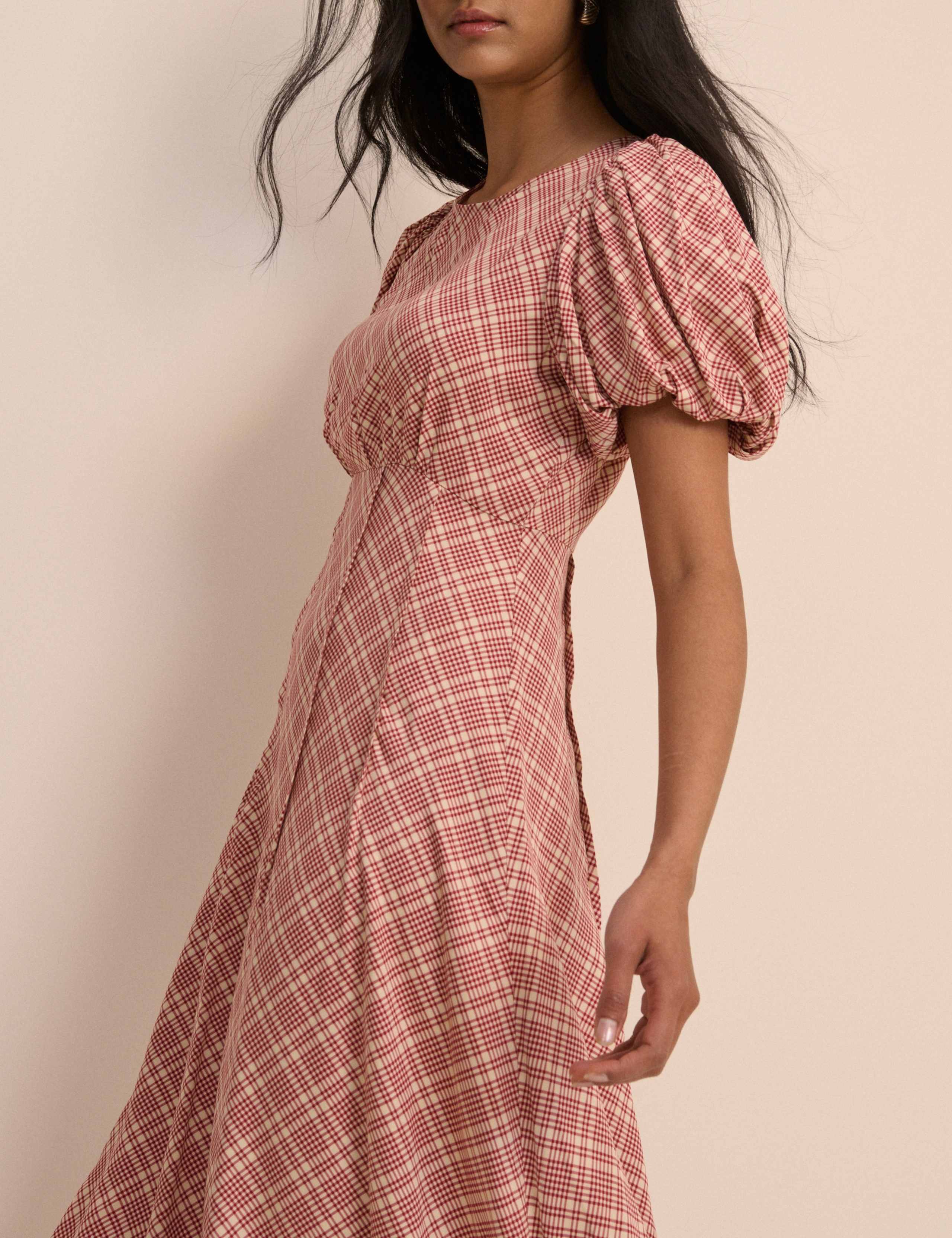 Checked Midi Waisted Dress 5 of 5