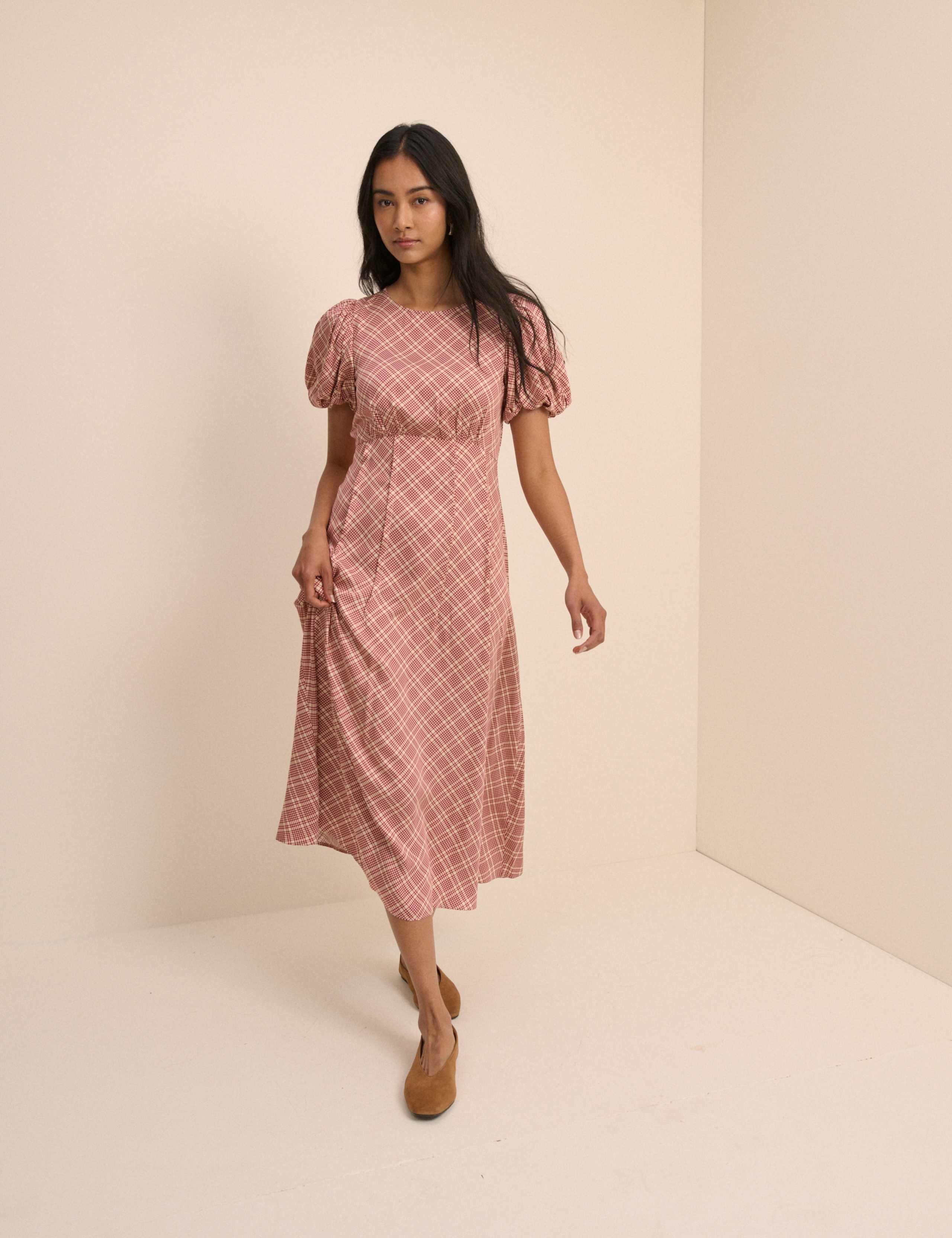 Checked Midi Waisted Dress 6 of 6