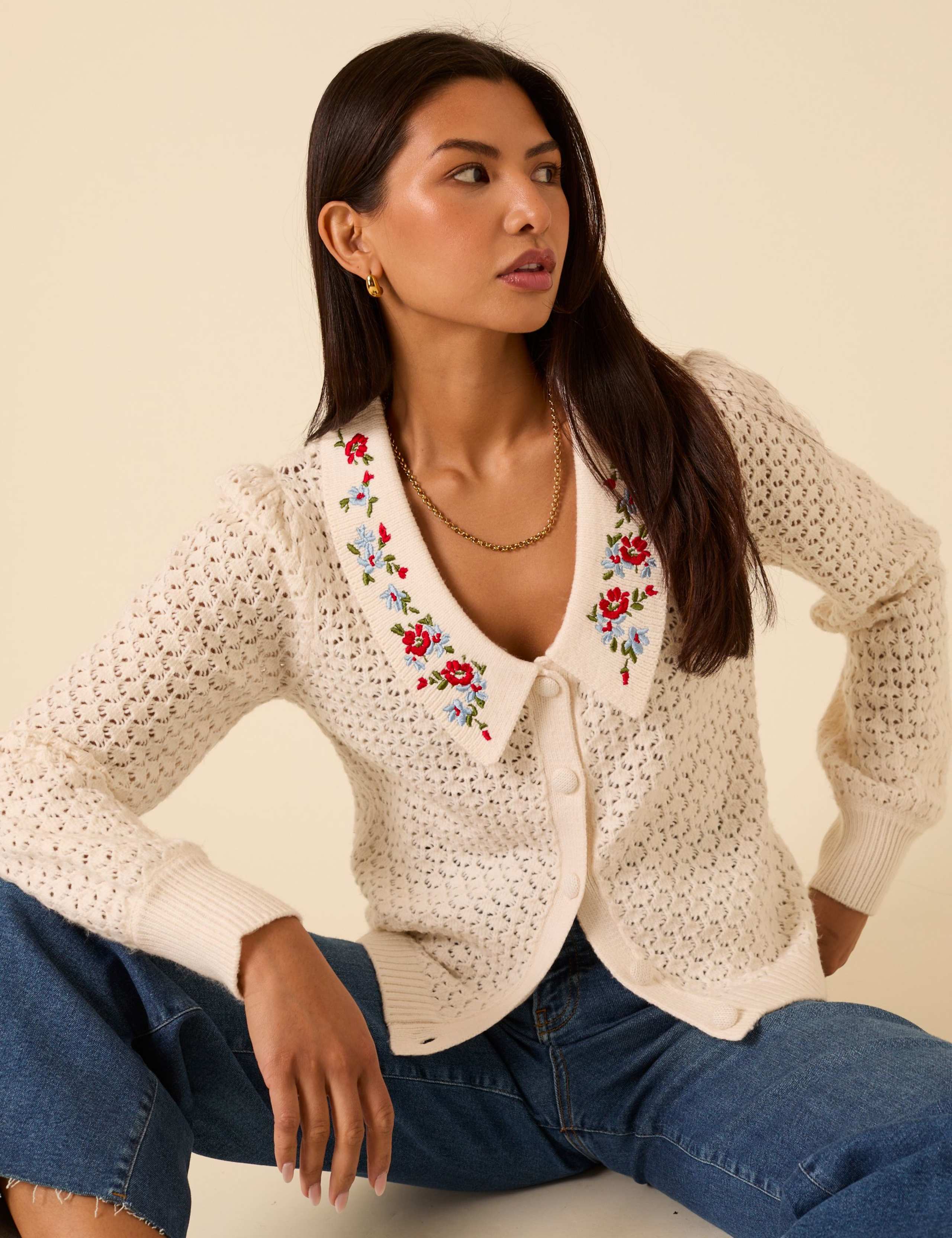 Pointelle Collared Cardigan 3 of 5
