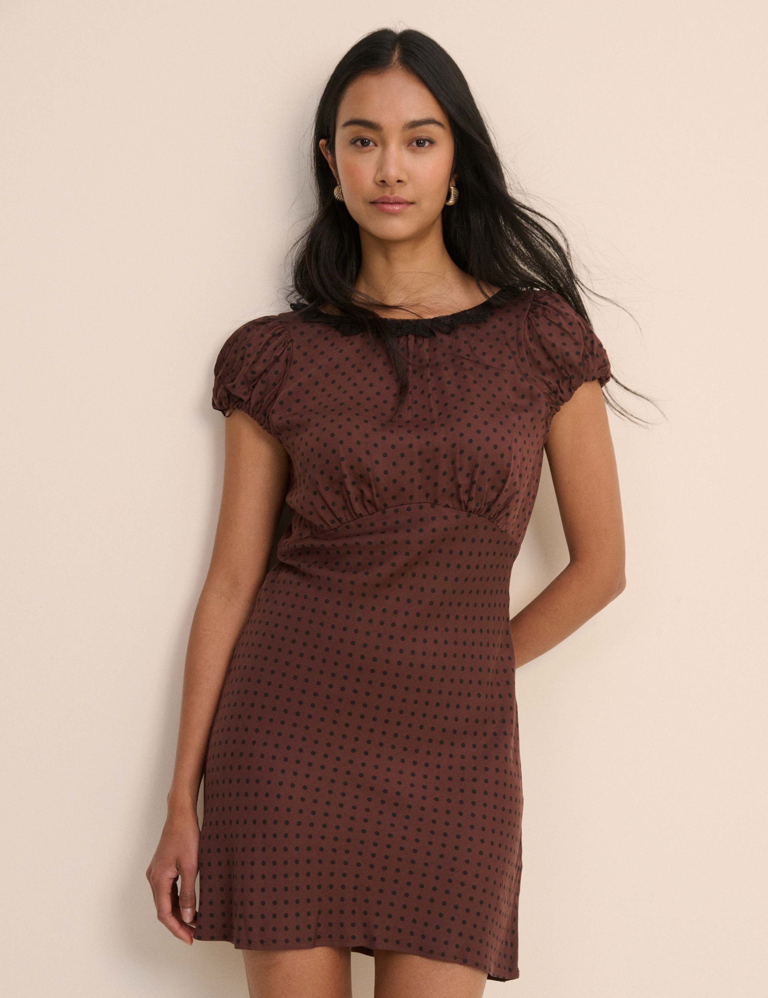 Polka Dot Round Neck Mini Tea Dress 1 of 5