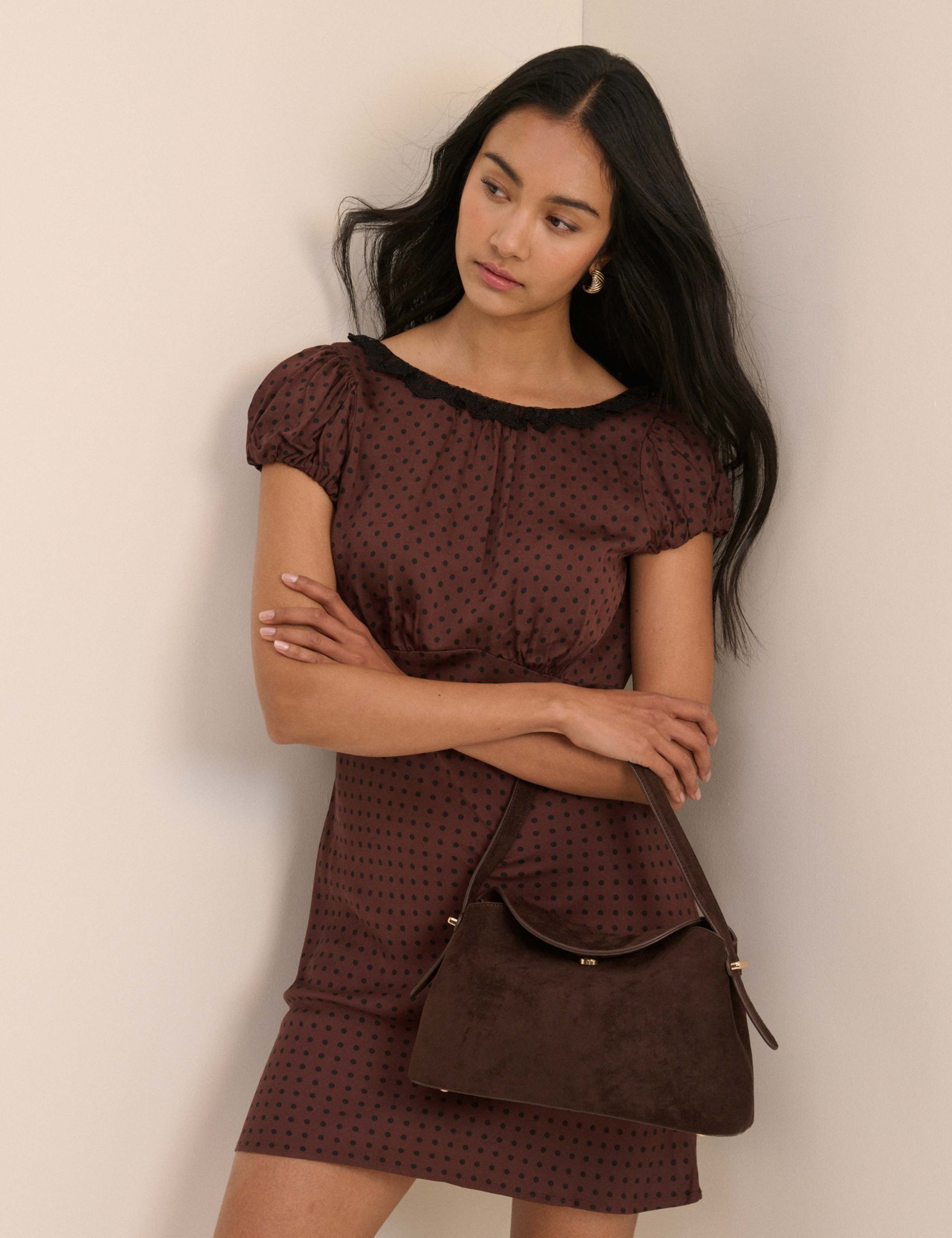 Polka Dot Round Neck Mini Tea Dress 2 of 5