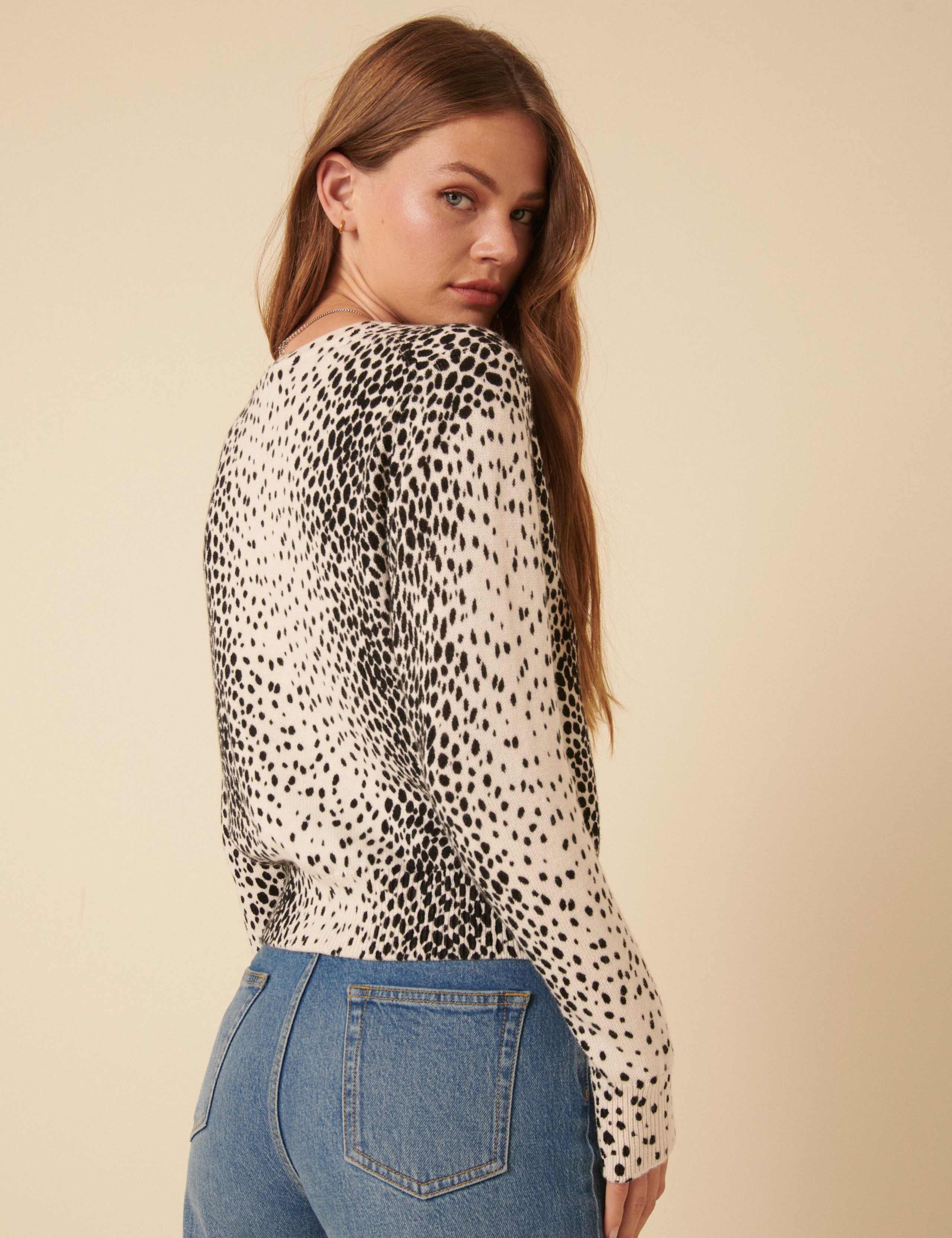 Cotton Rich Animal Print Cardigan with Wool 2 of 5