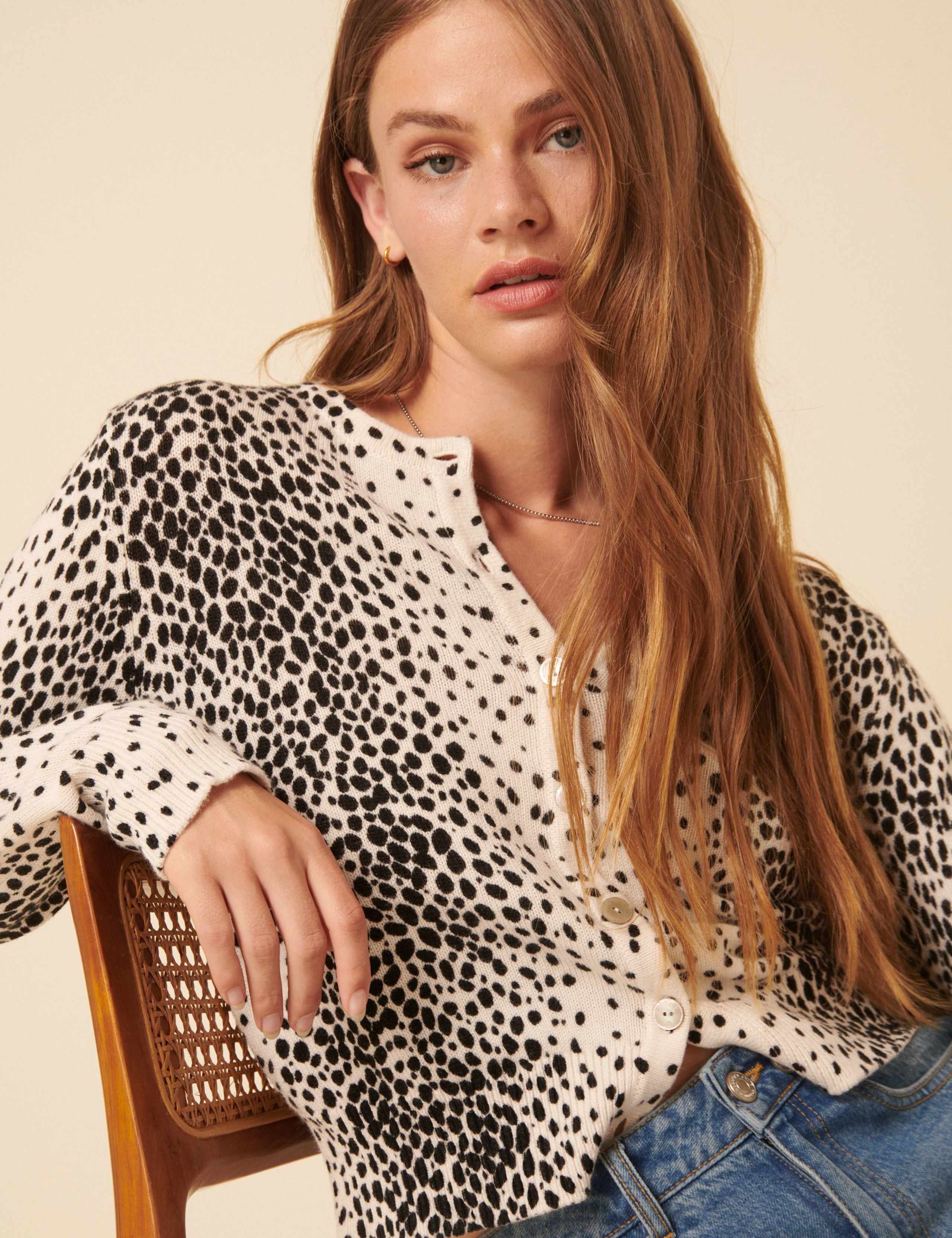 Cotton Rich Animal Print Cardigan with Wool 3 of 5