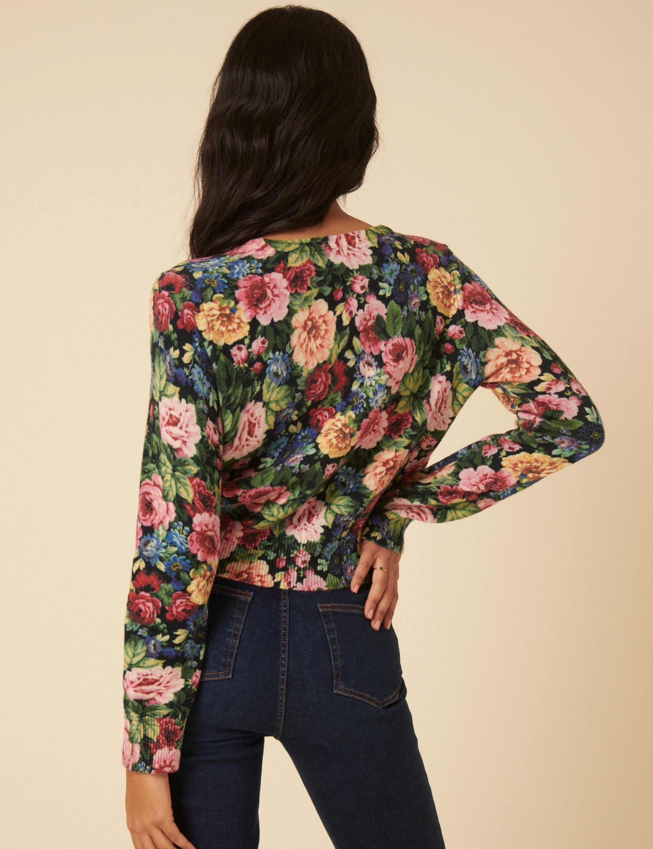 Cotton Rich Floral Cardigan with Wool 3 of 5