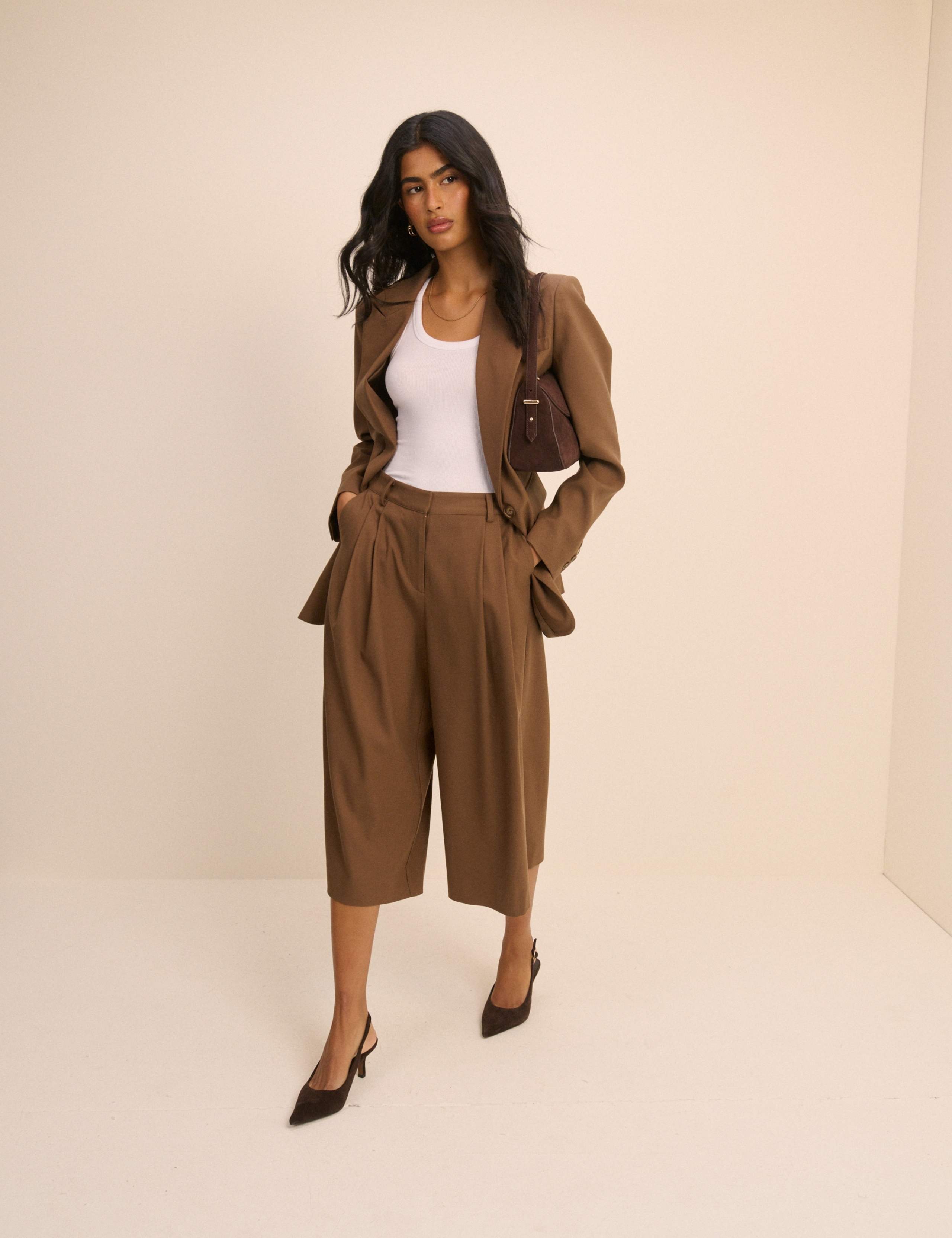 Wide Leg Tailored Culottes with Wool 2 of 5