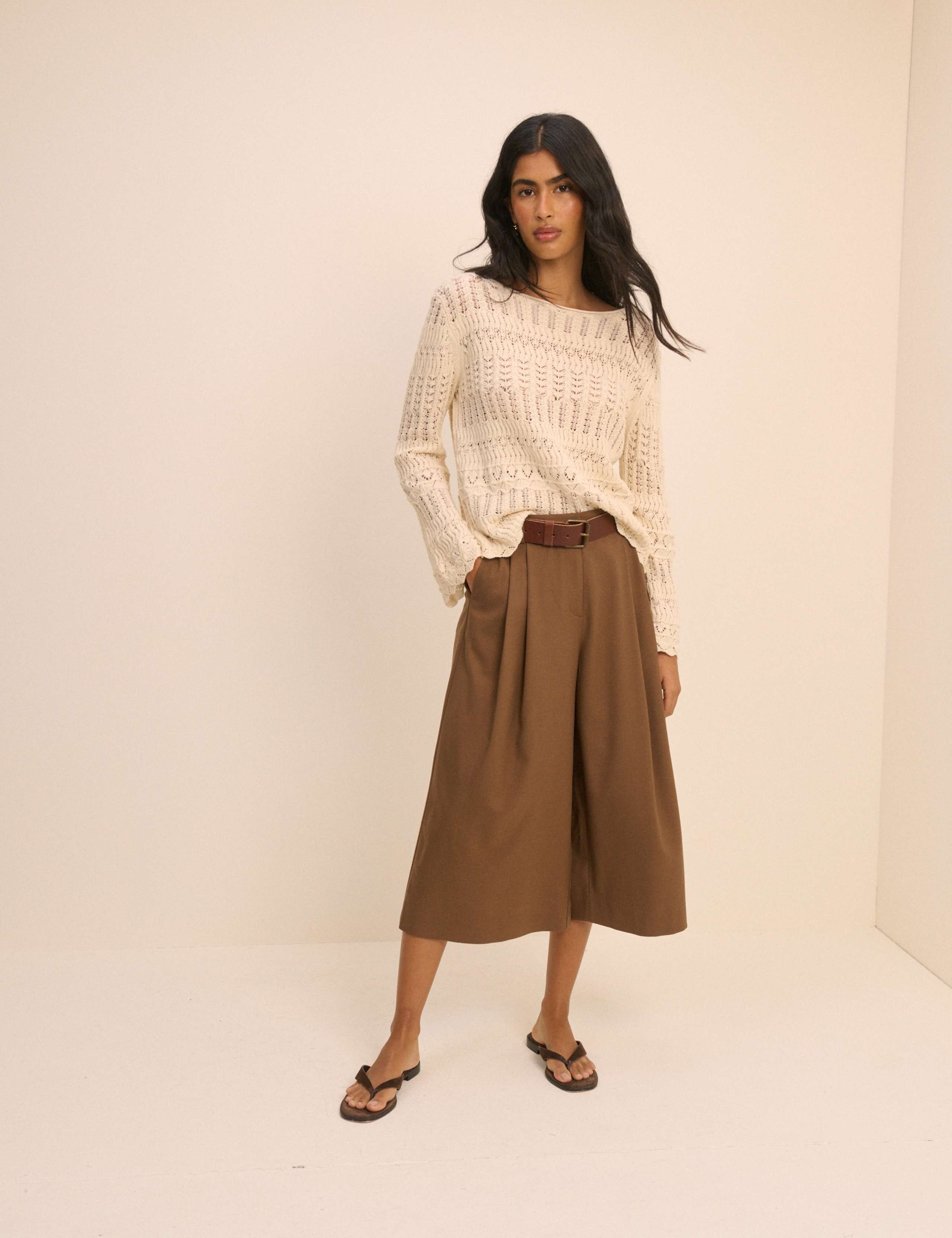 Wide Leg Tailored Culottes with Wool 3 of 5