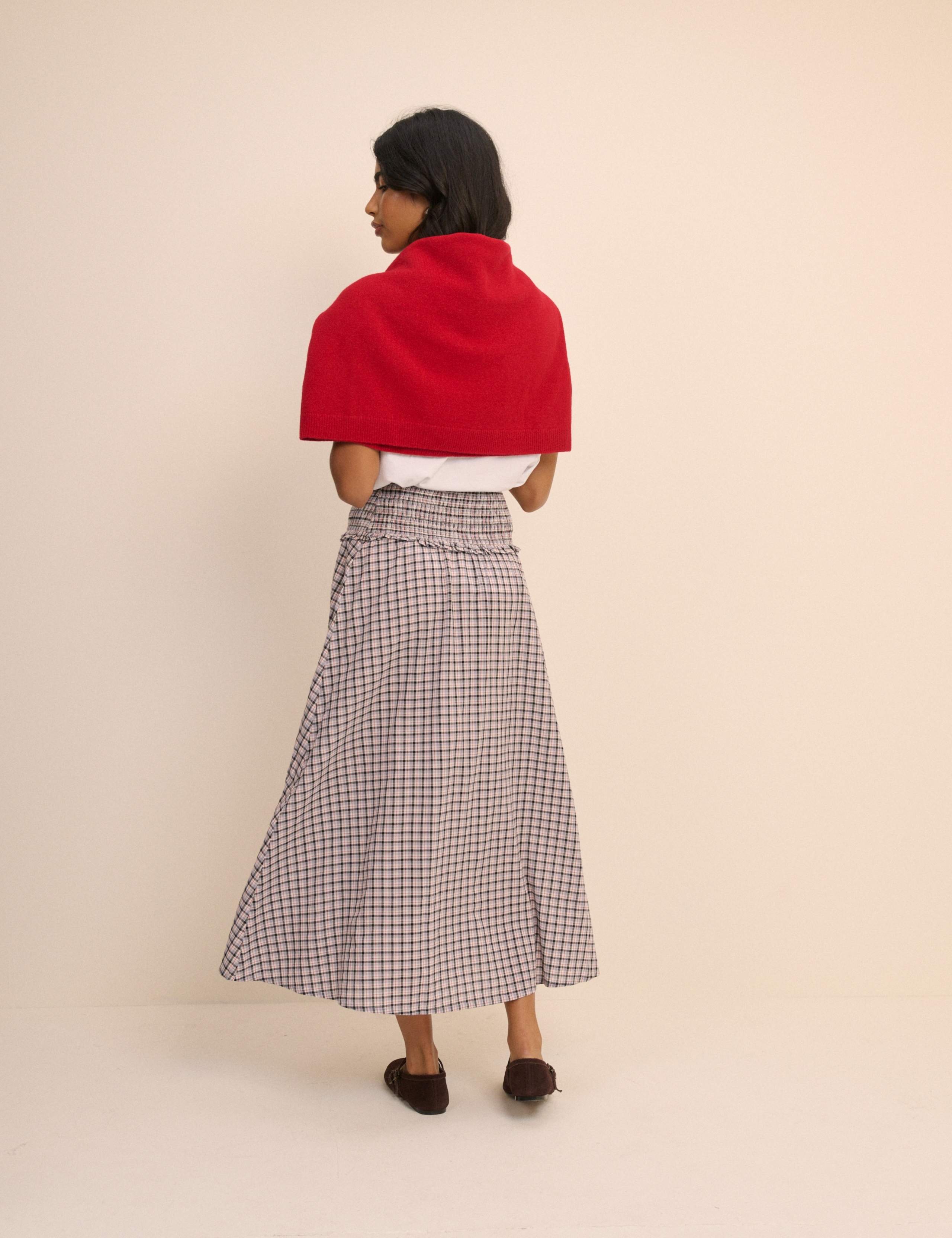 Pure Cotton Checked Midi Slip Skirt 2 of 5