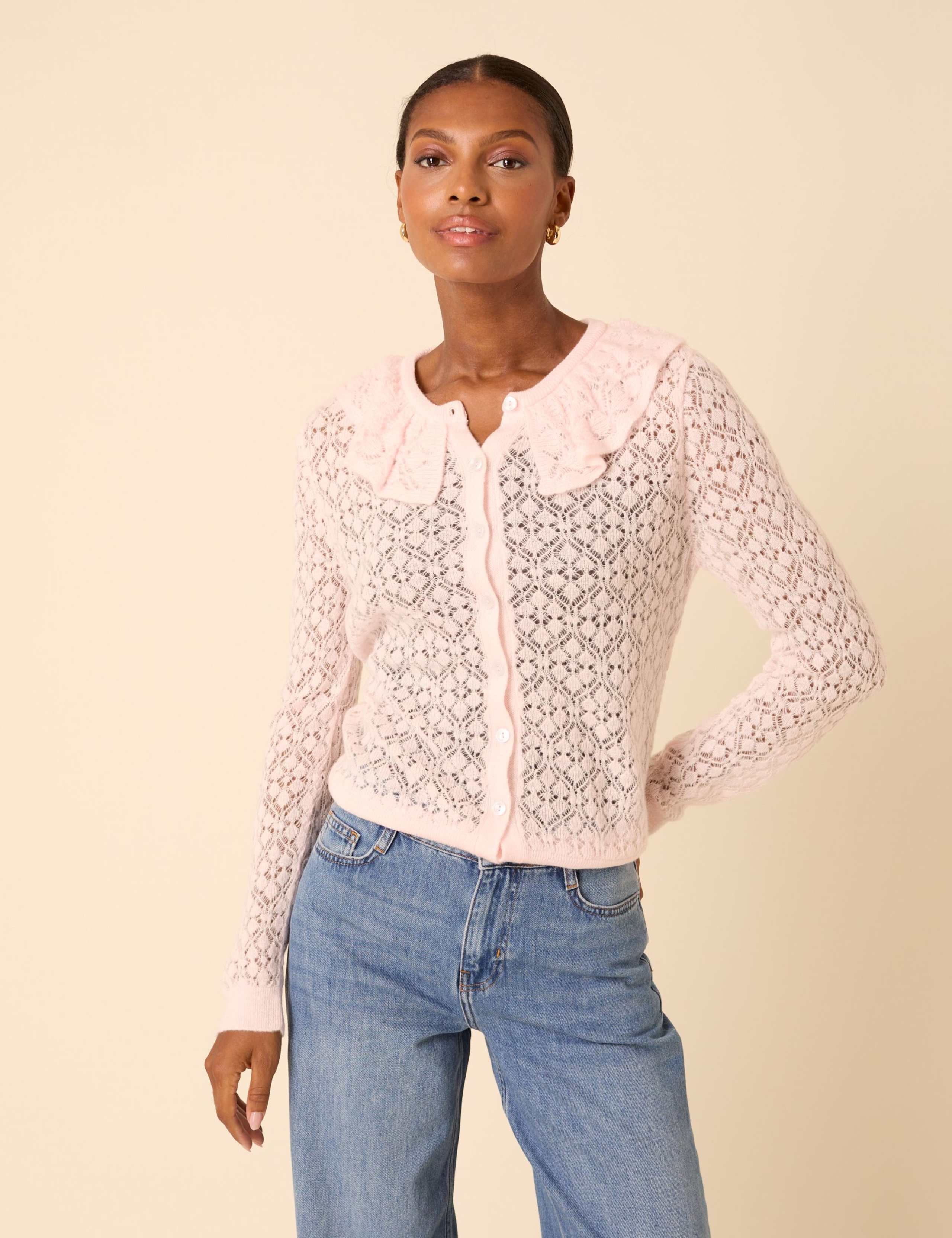 Lace Detail Collared Cardigan 2 of 5
