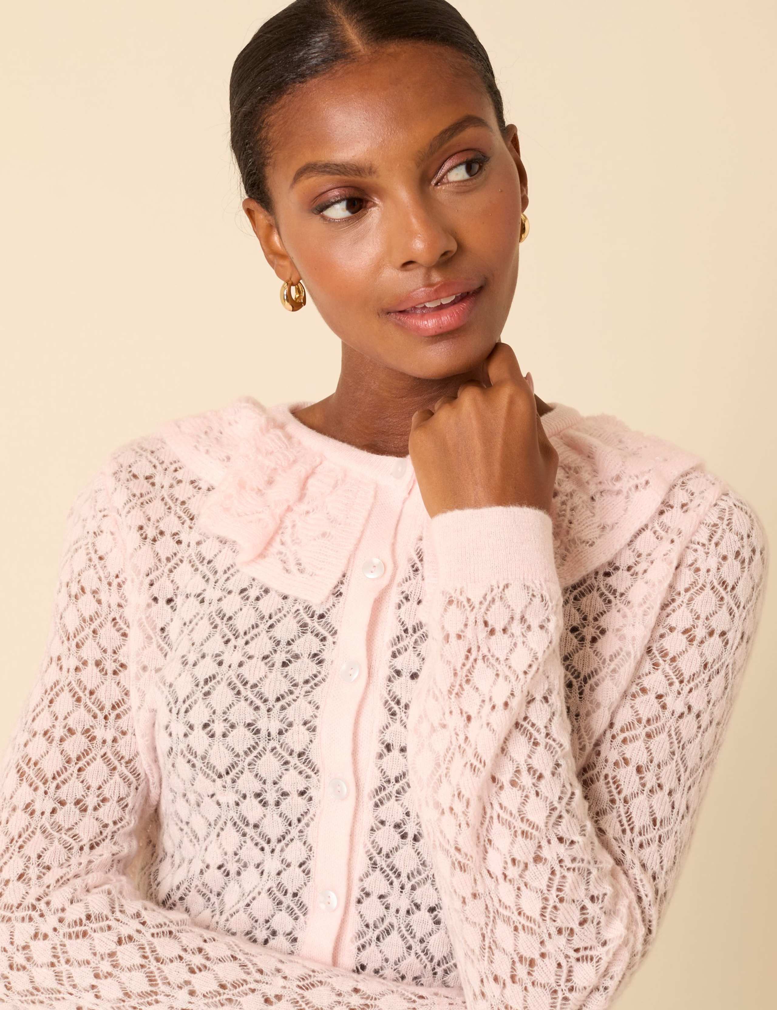 Lace Detail Collared Cardigan 3 of 5