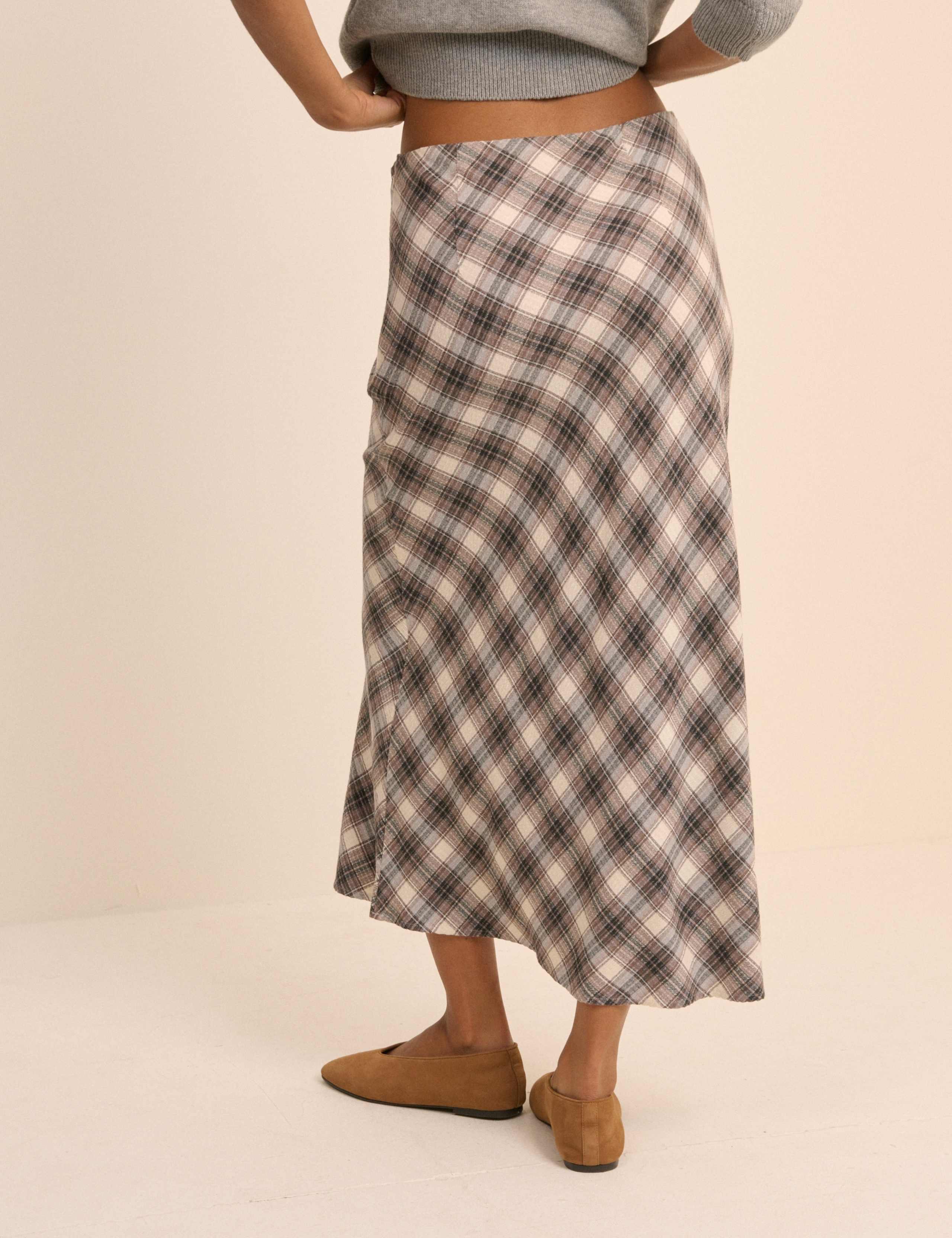 Pure Cotton Checked Midaxi Slip Skirt 2 of 5