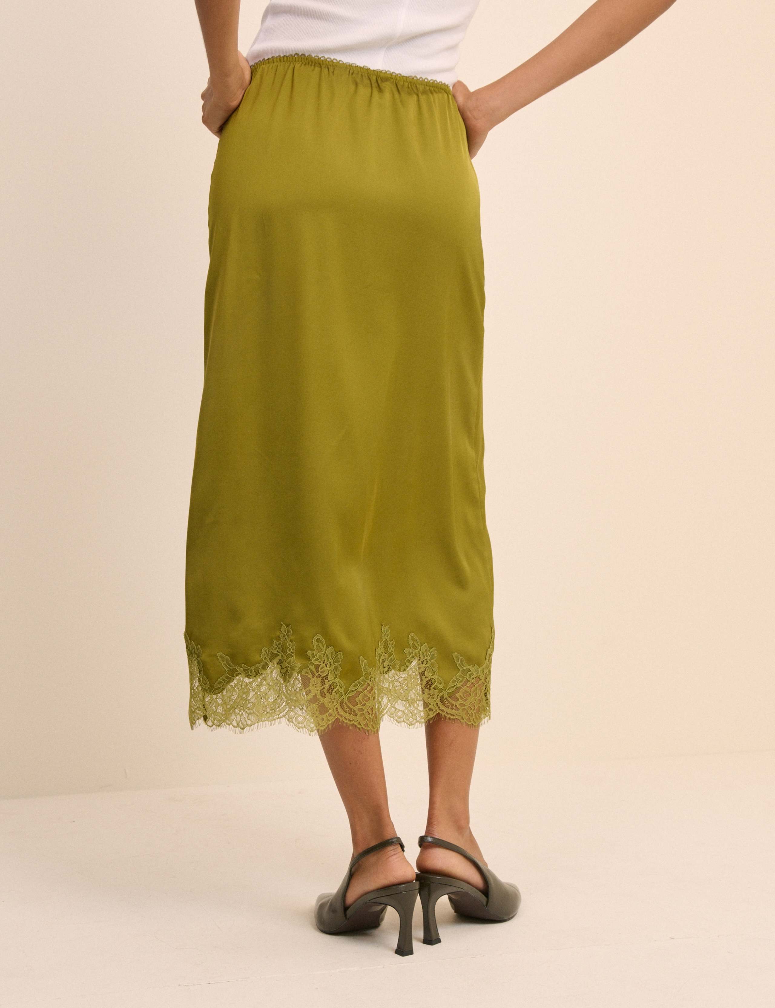 Lace Detail Midi Slip Skirt 2 of 5