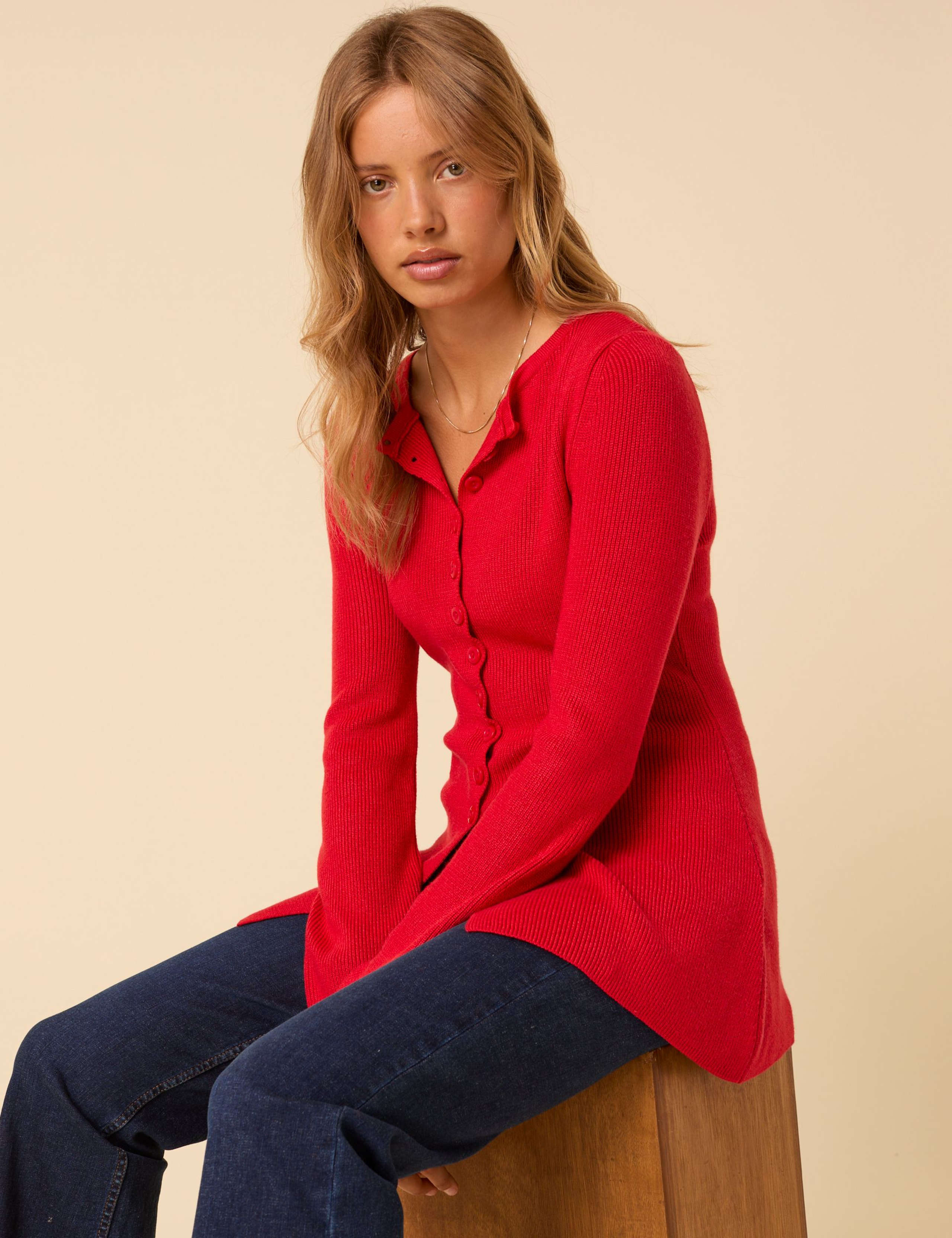 Ribbed Waisted Longline Cardigan 3 of 5