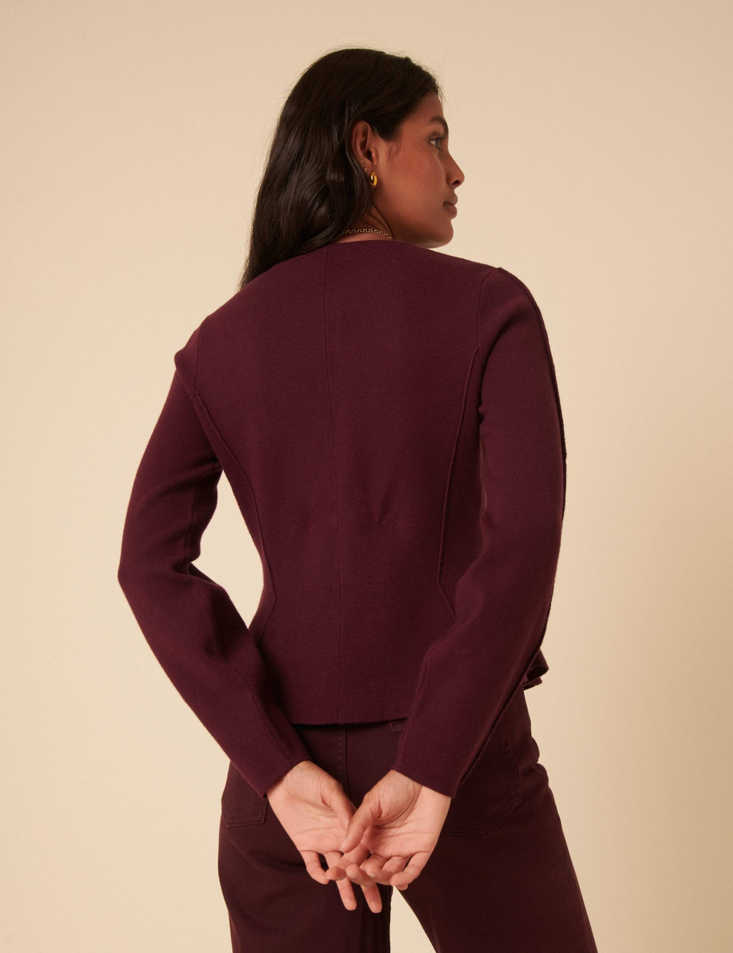 Crew Neck Peplum Waisted Cardigan 3 of 5