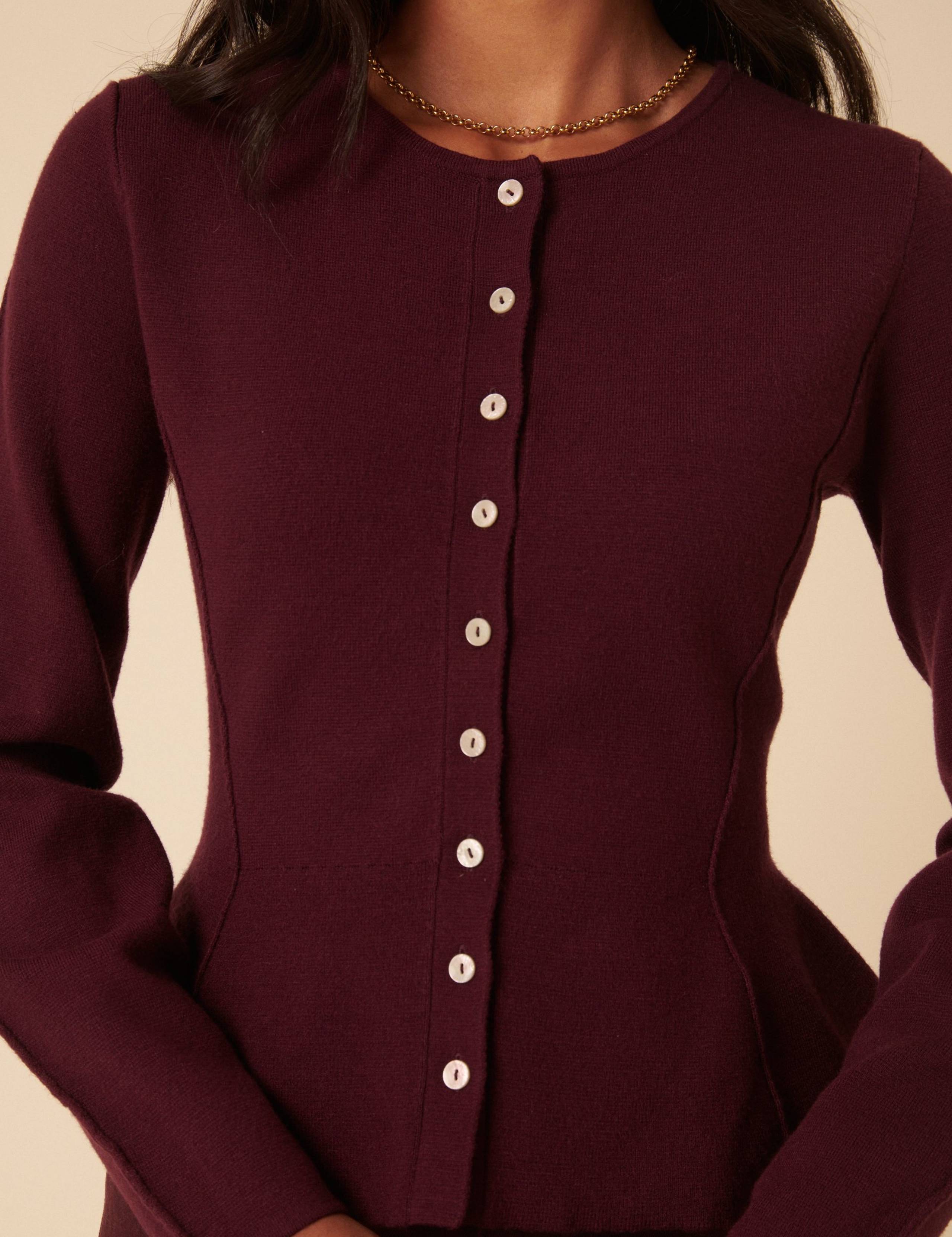 Crew Neck Peplum Waisted Cardigan 4 of 5