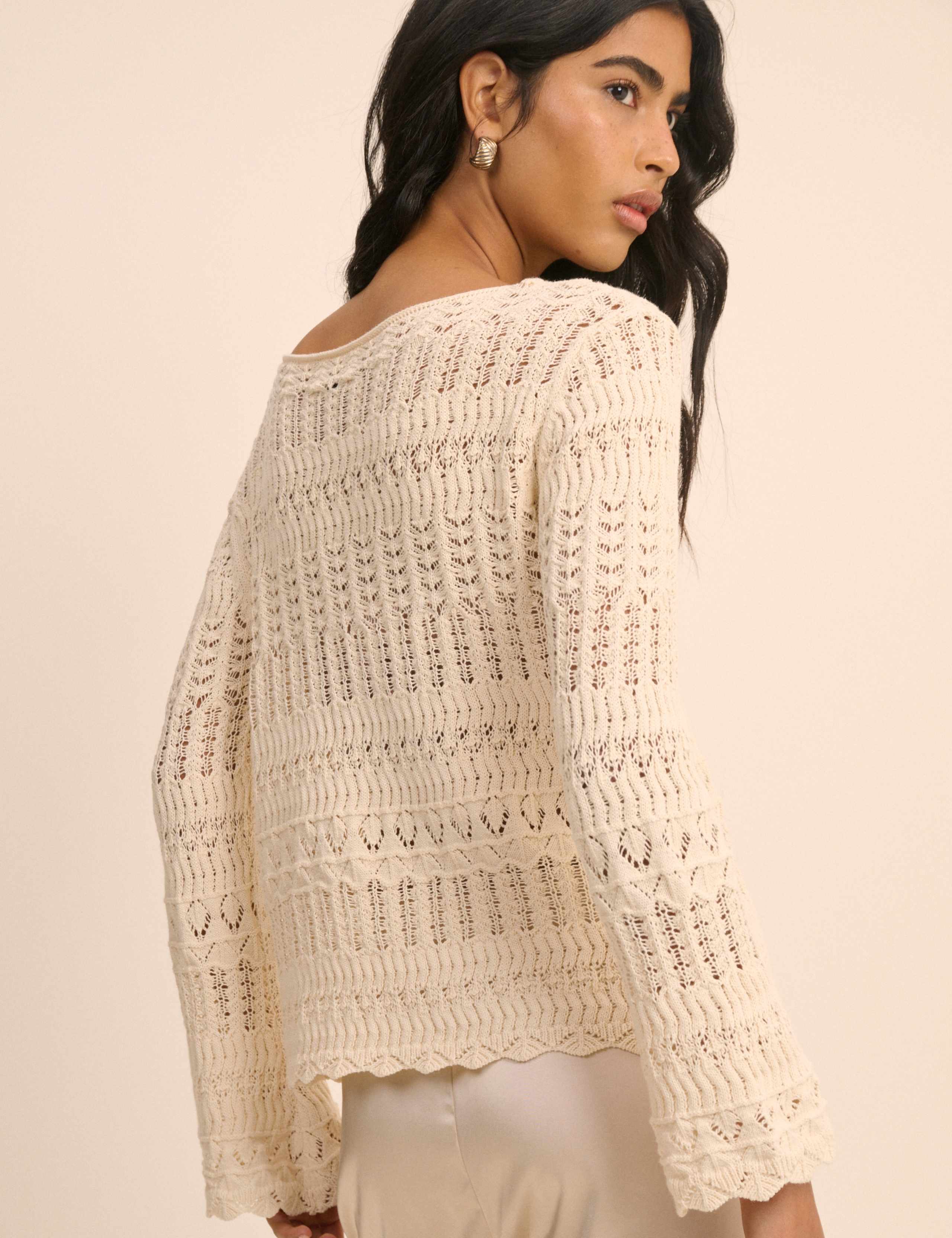 Pure Cotton Pointelle Slash Neck Jumper 2 of 5