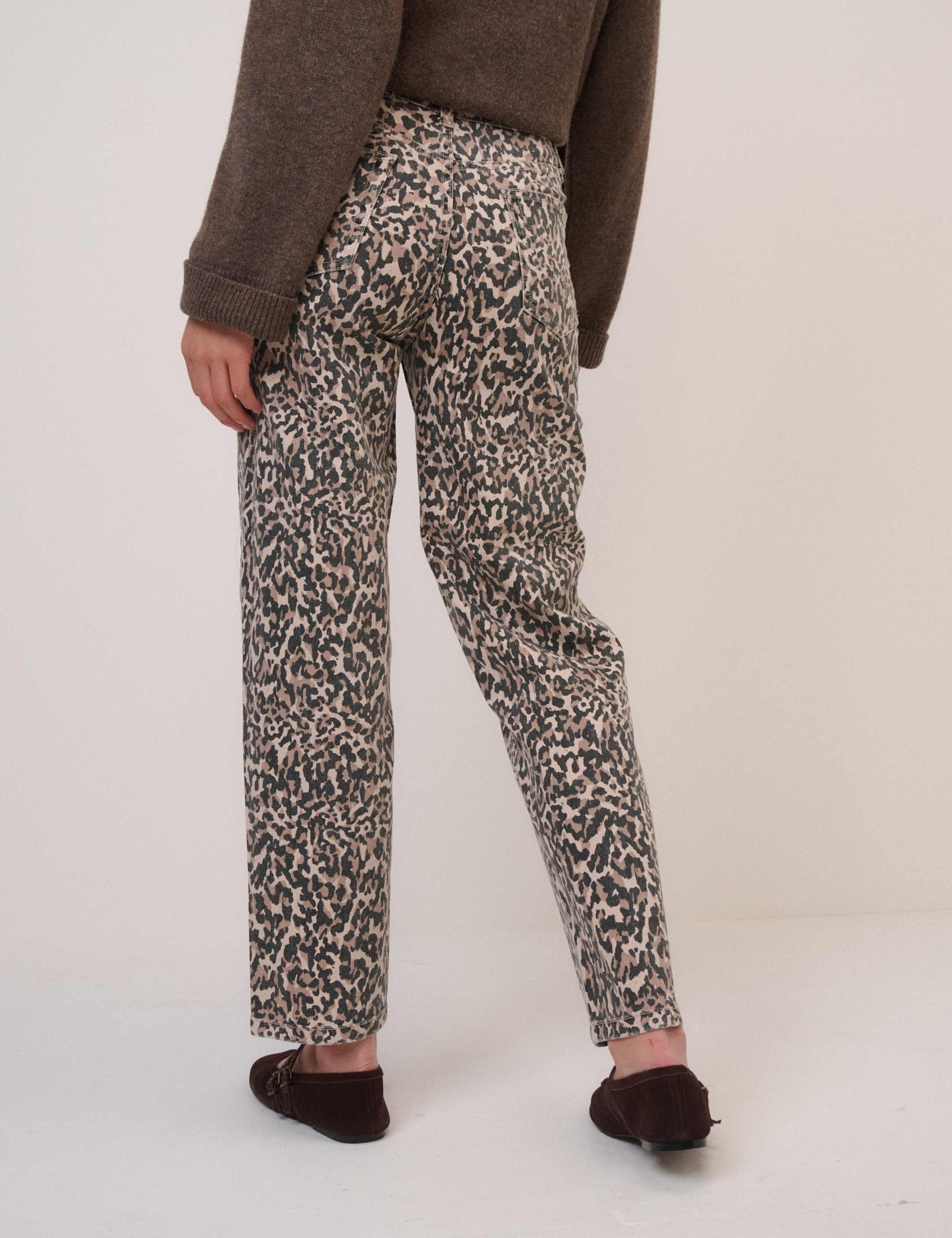 Animal Print Tapered Straight Leg Jeans 2 of 5