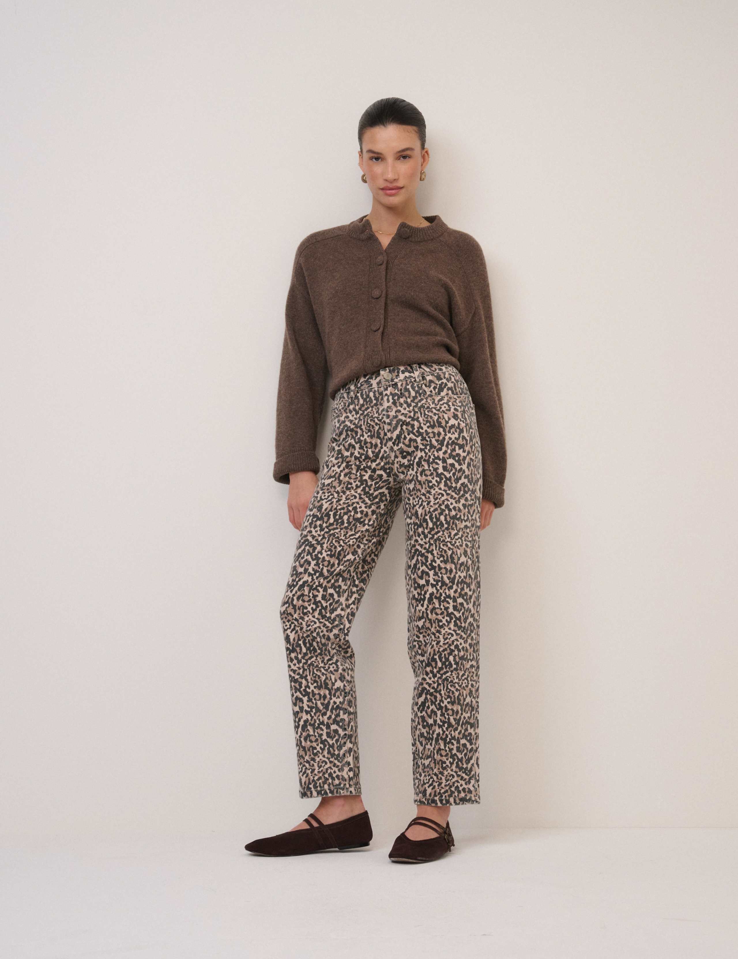 Animal Print Tapered Straight Leg Jeans 3 of 5