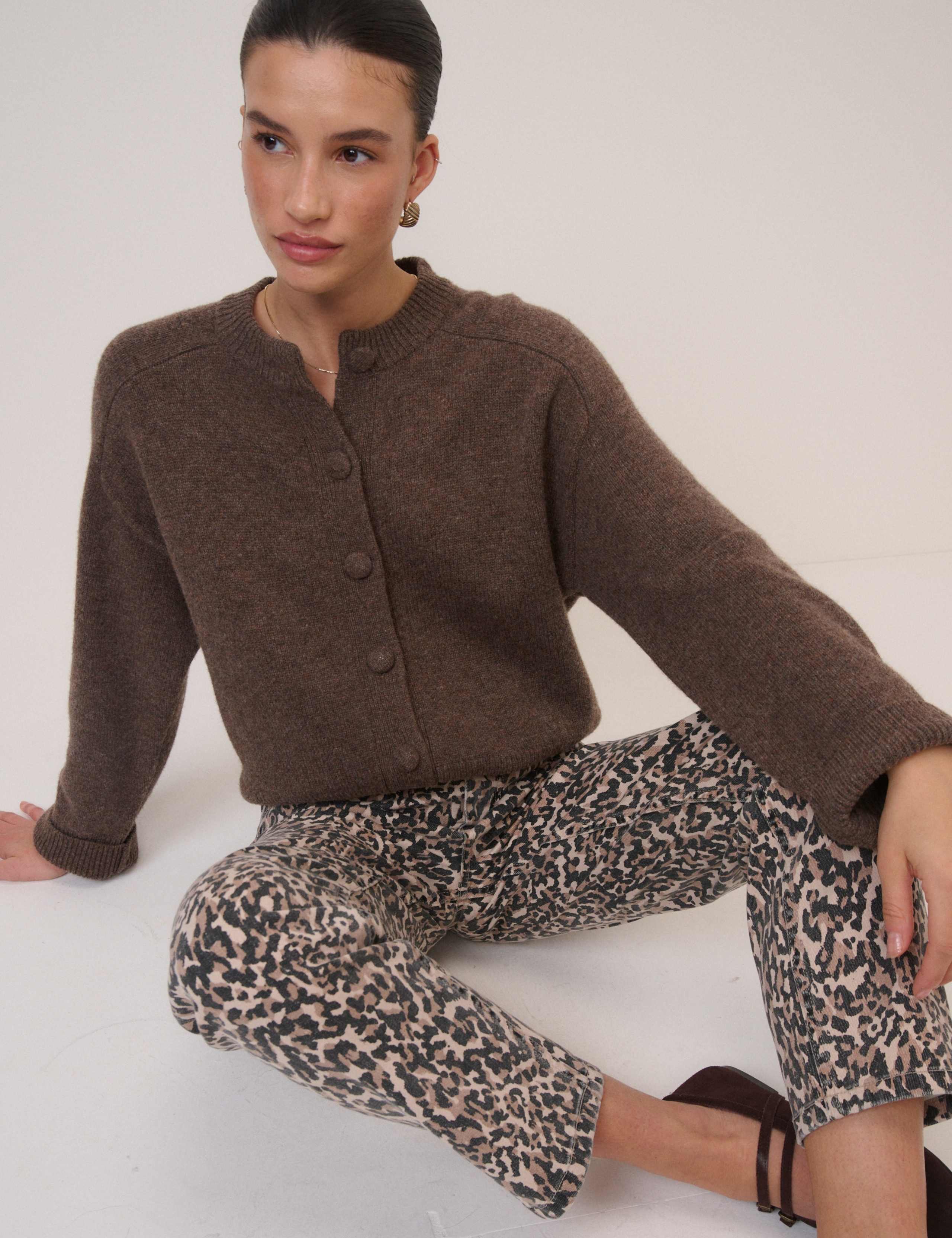 Animal Print Tapered Straight Leg Jeans 4 of 5