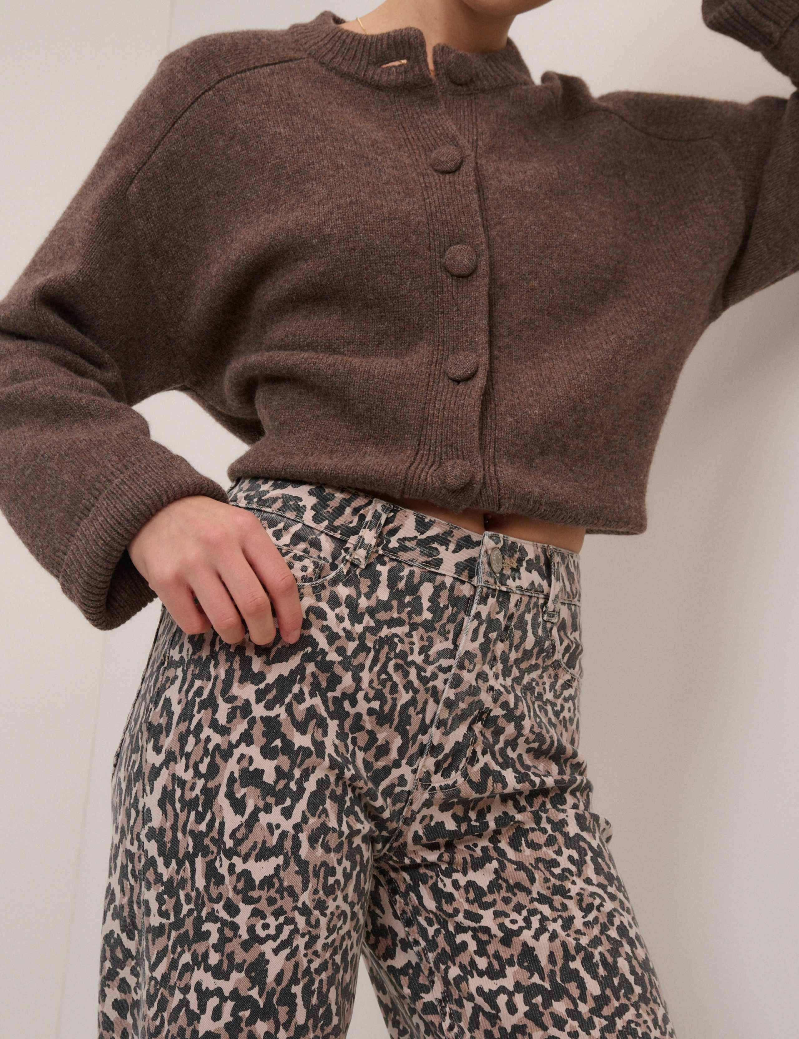 Animal Print Tapered Straight Leg Jeans 5 of 5
