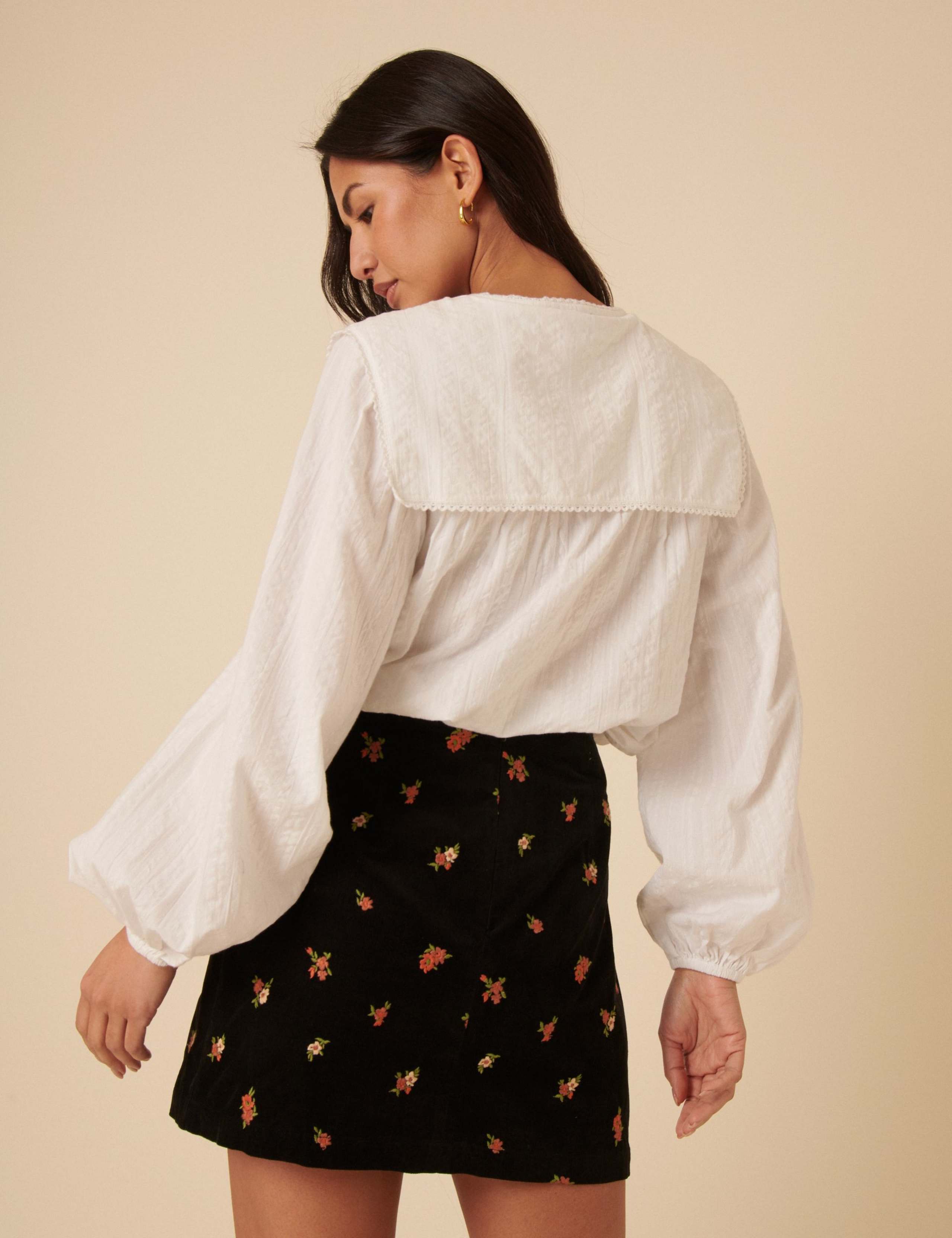 Pure Cotton Embroidered Mini A-Line Skirt 2 of 5