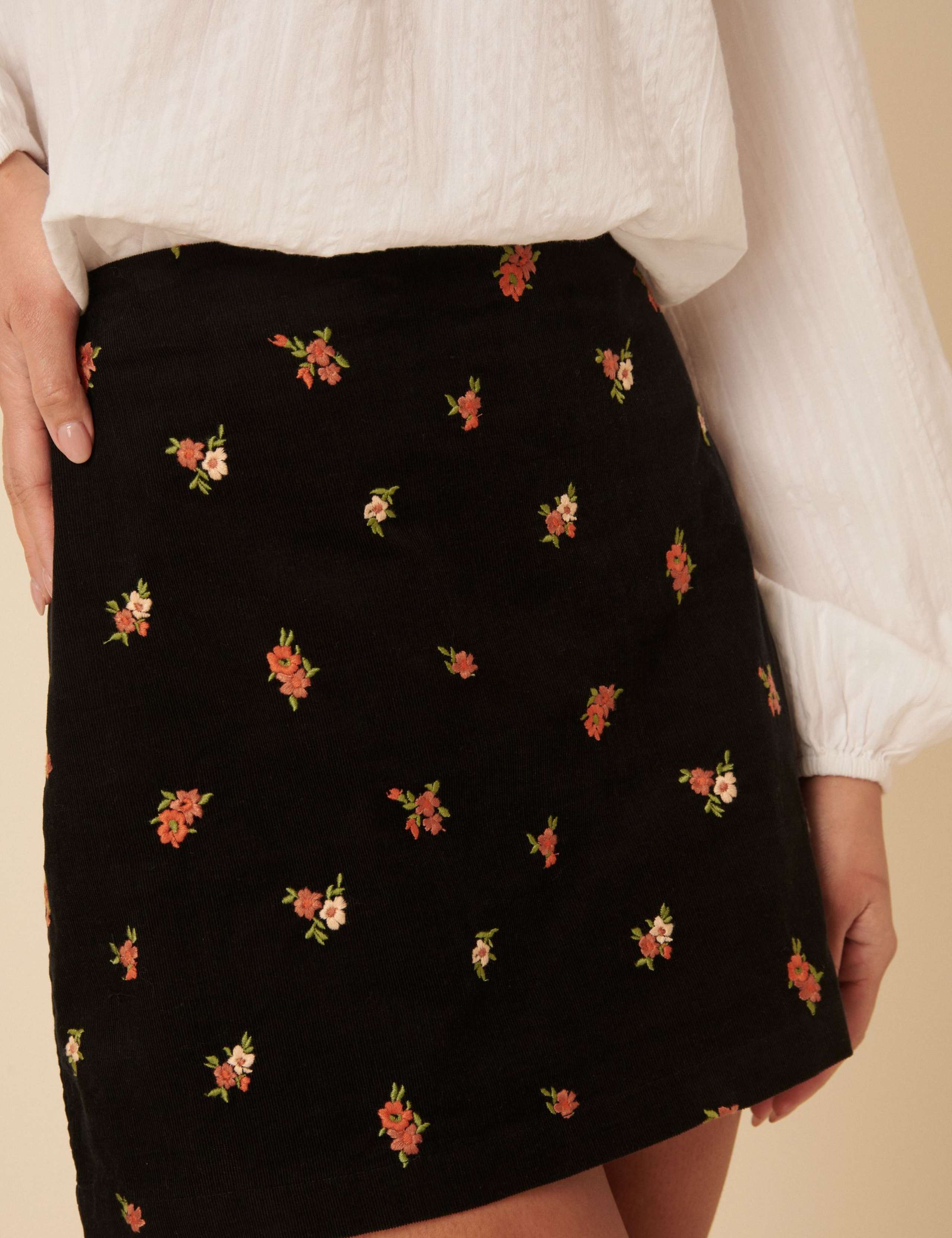 Pure Cotton Embroidered Mini A-Line Skirt 3 of 5