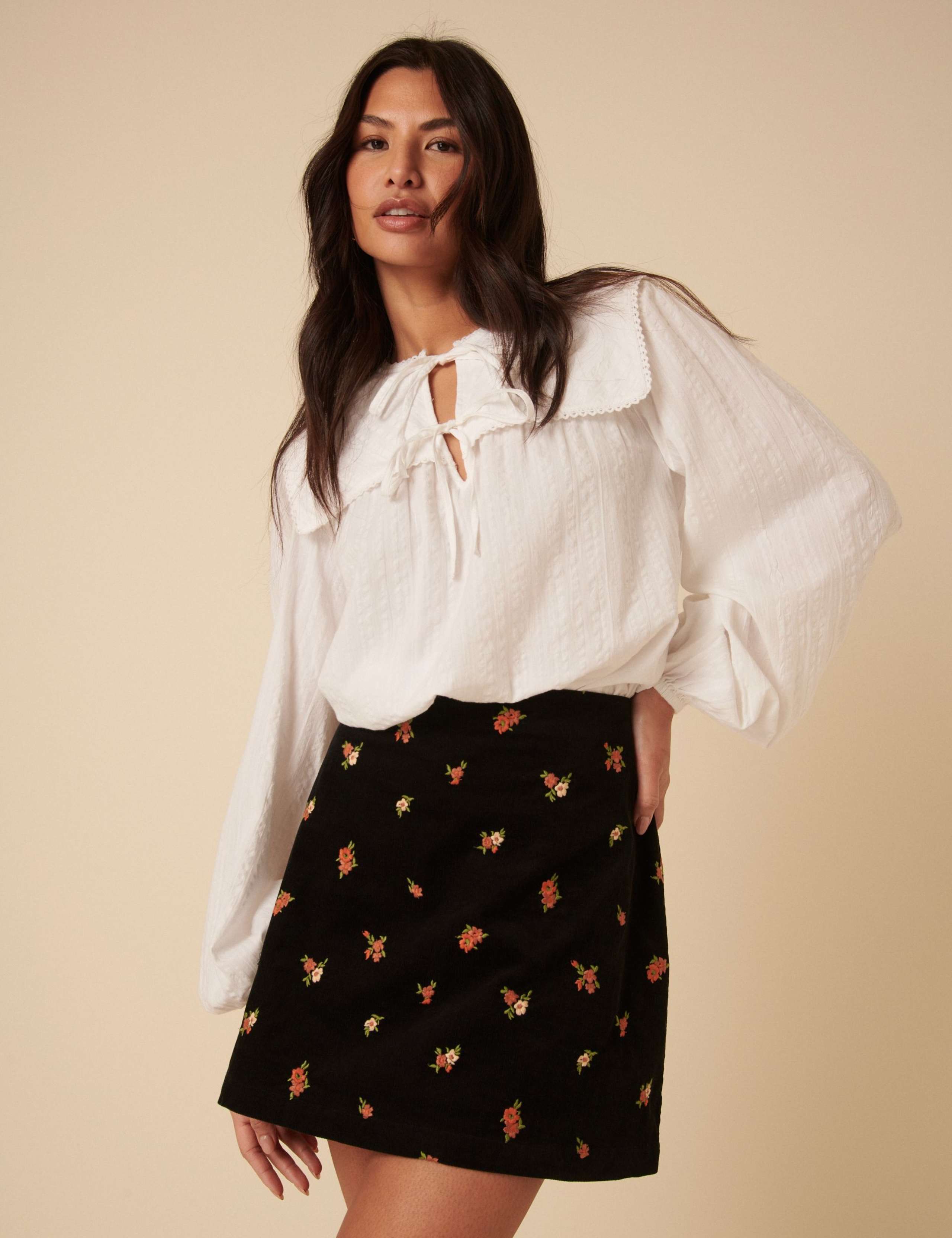 Pure Cotton Embroidered Mini A-Line Skirt 5 of 5