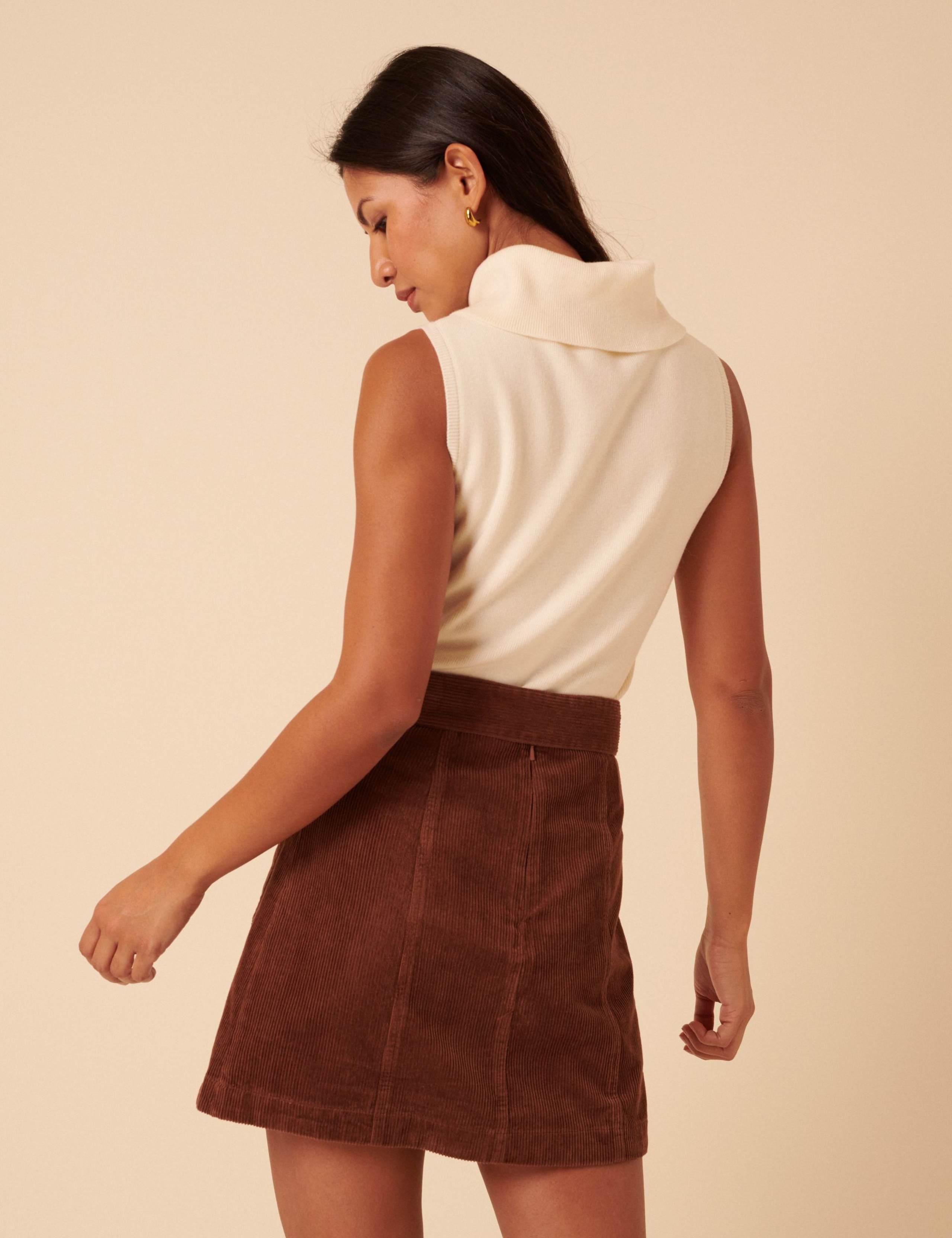 Cord Belted Mini A-Line Skirt 4 of 5