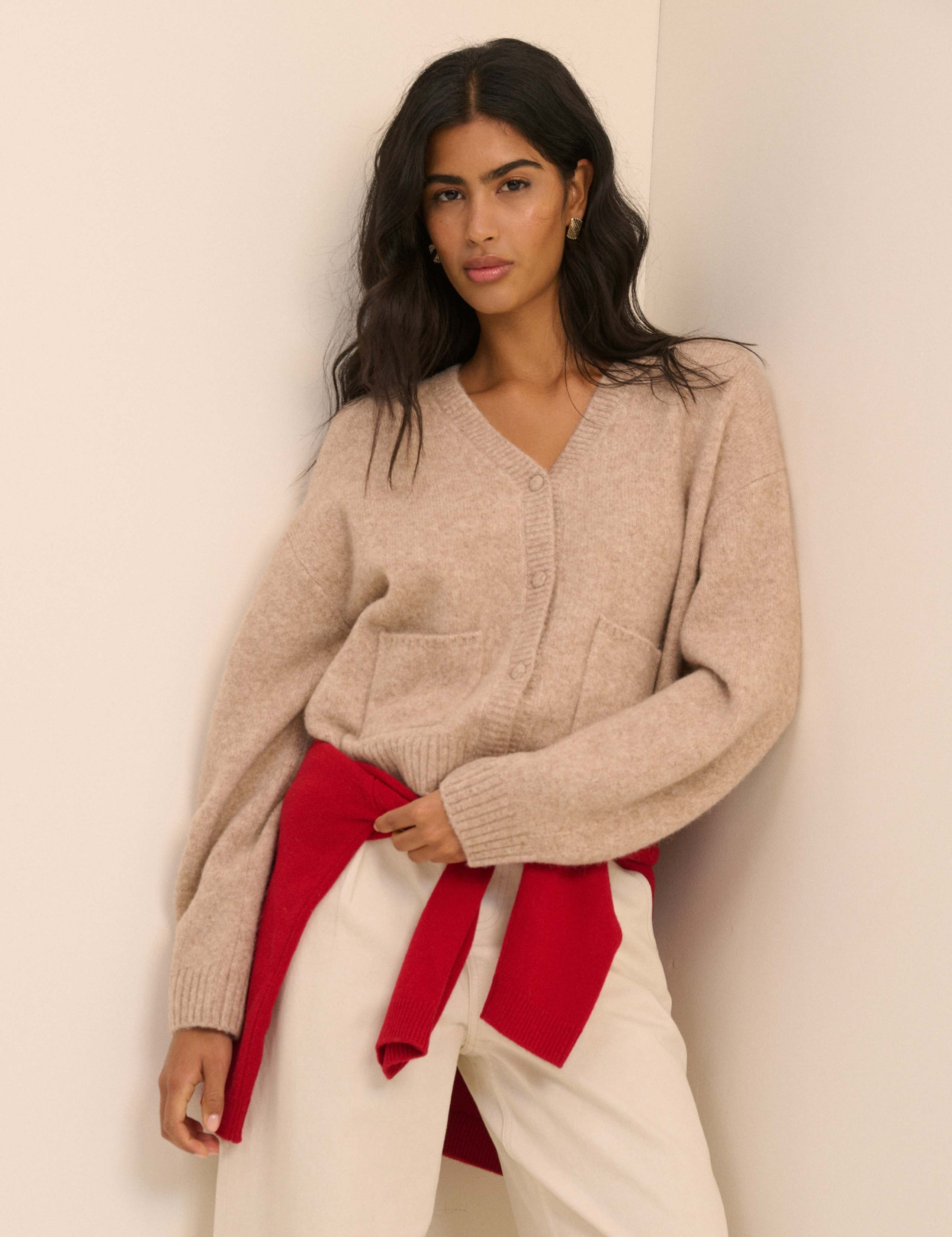V-Neck Relaxed Cardigan with Wool 3 of 5