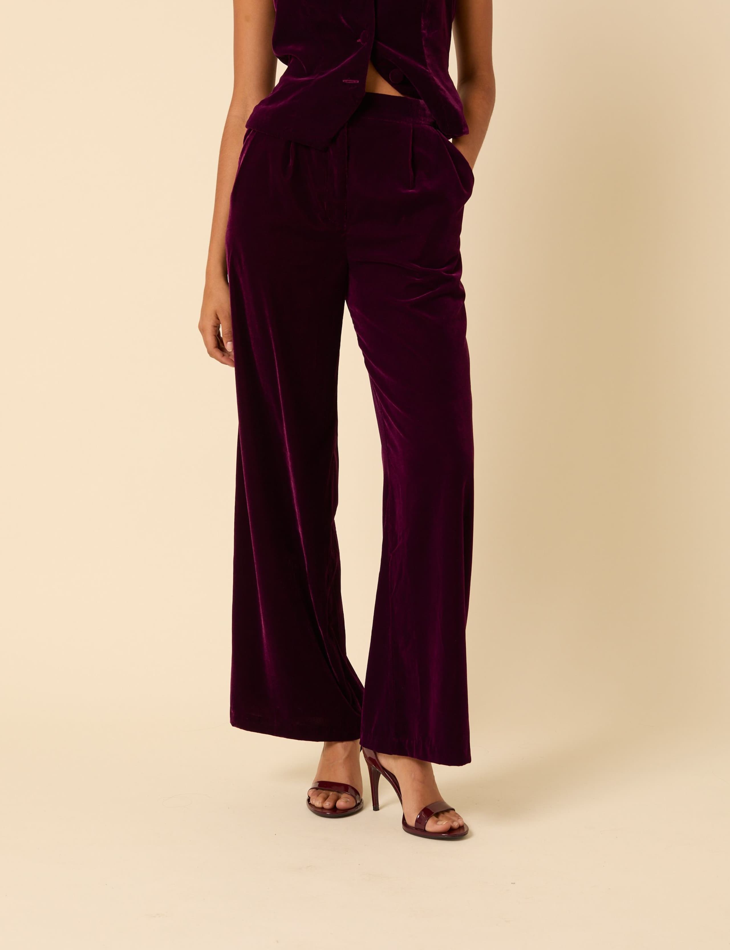 Velvet Wide Leg Trousers 3 of 5