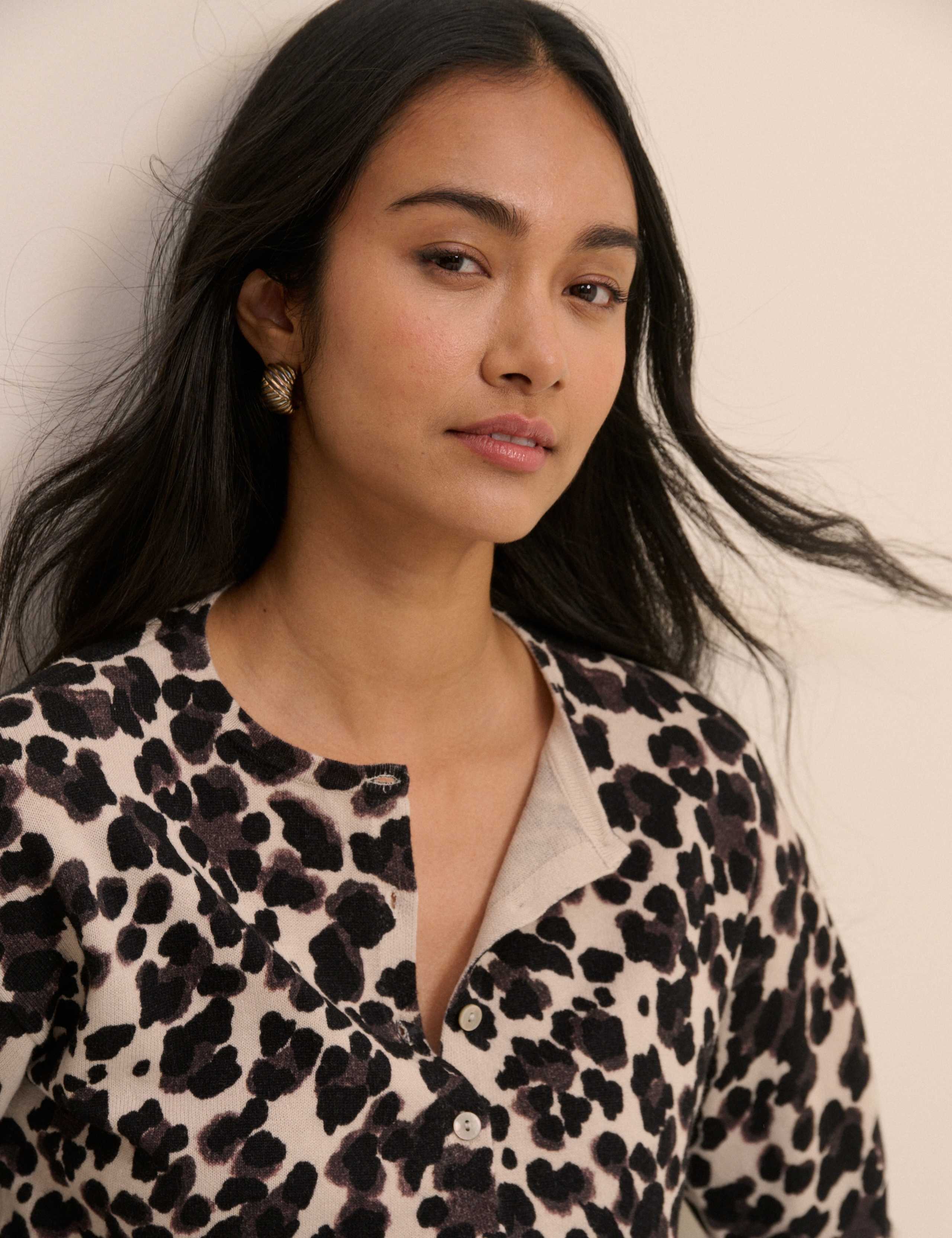 Cotton Rich Printed Crew Neck Cardigan 5 of 5