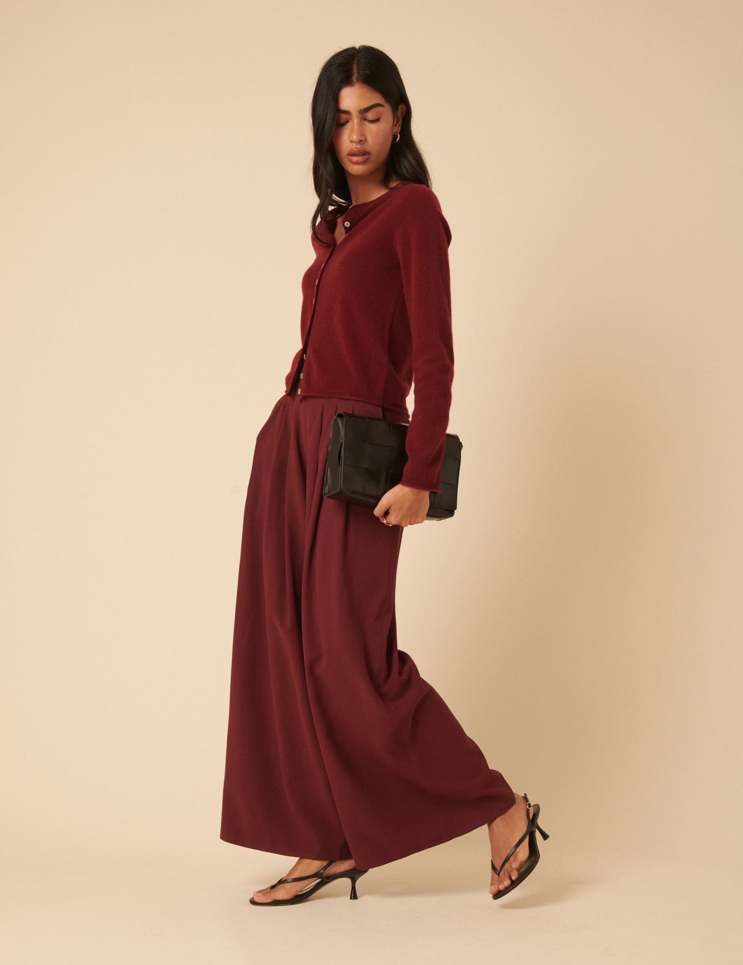 Pleated Elasticated Waist Wide Leg Trousers 4 of 5
