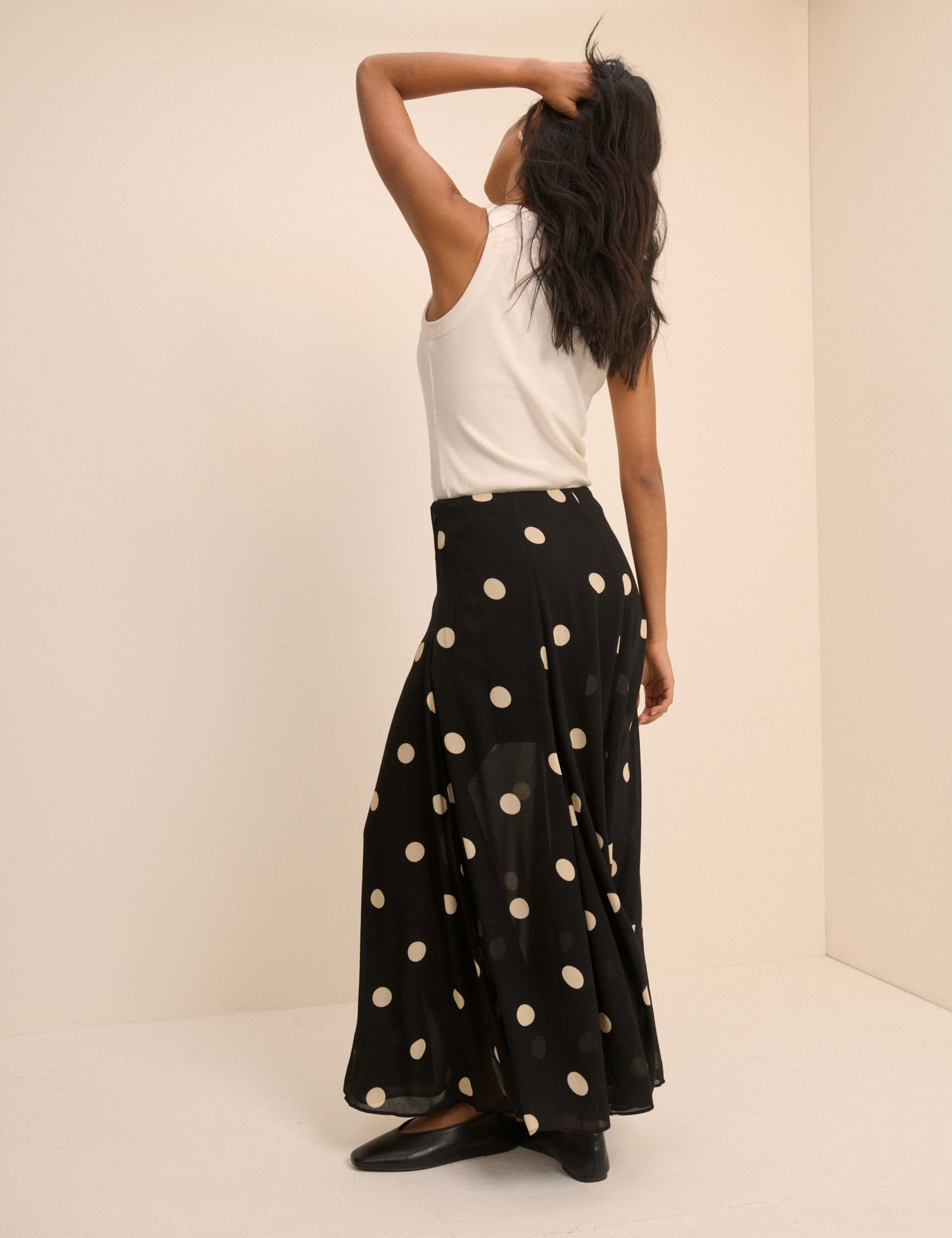 Polka Dot Maxi A-Line Skirt 2 of 5