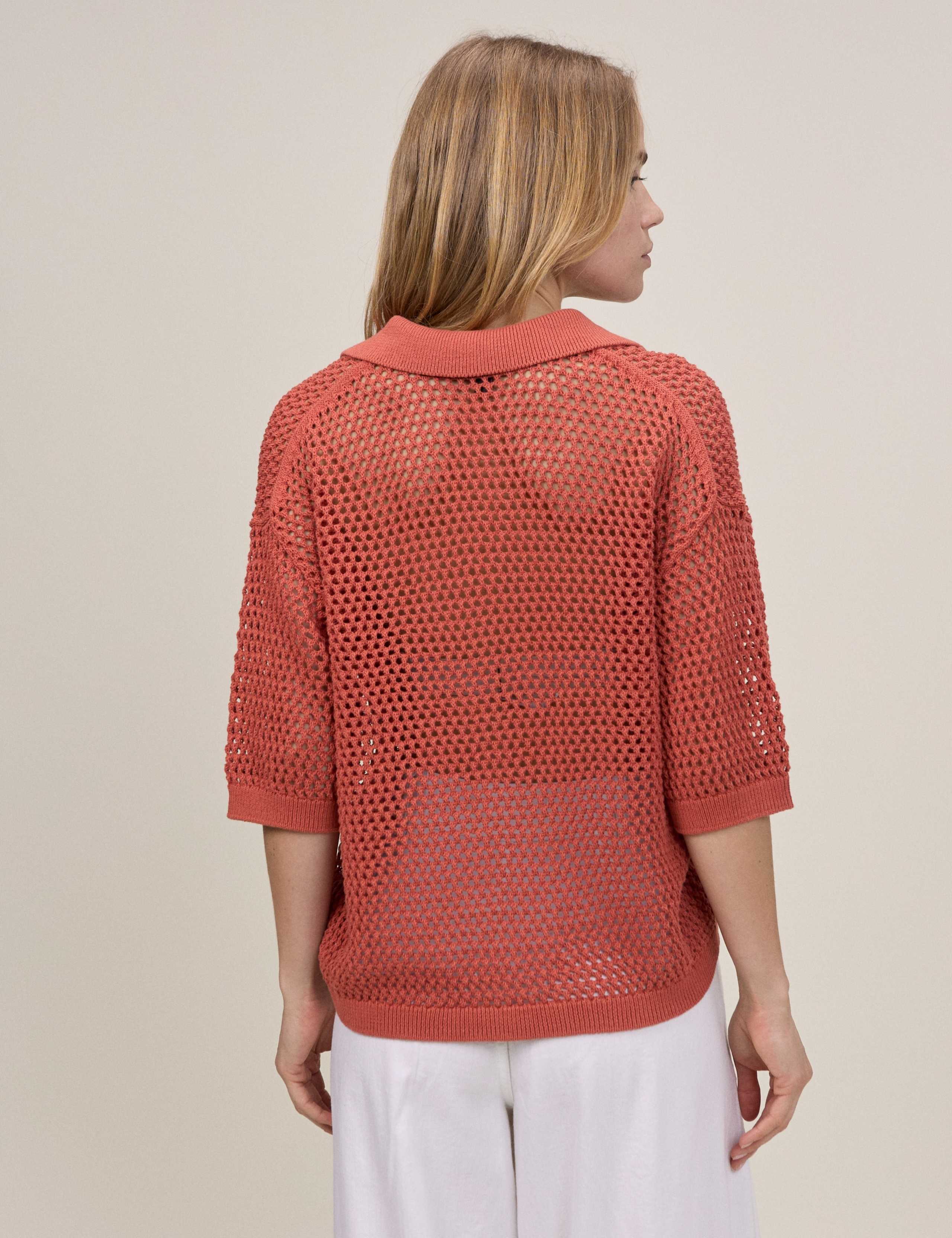Pure Cotton Mesh Stitch Open Collar Polo 2 of 5