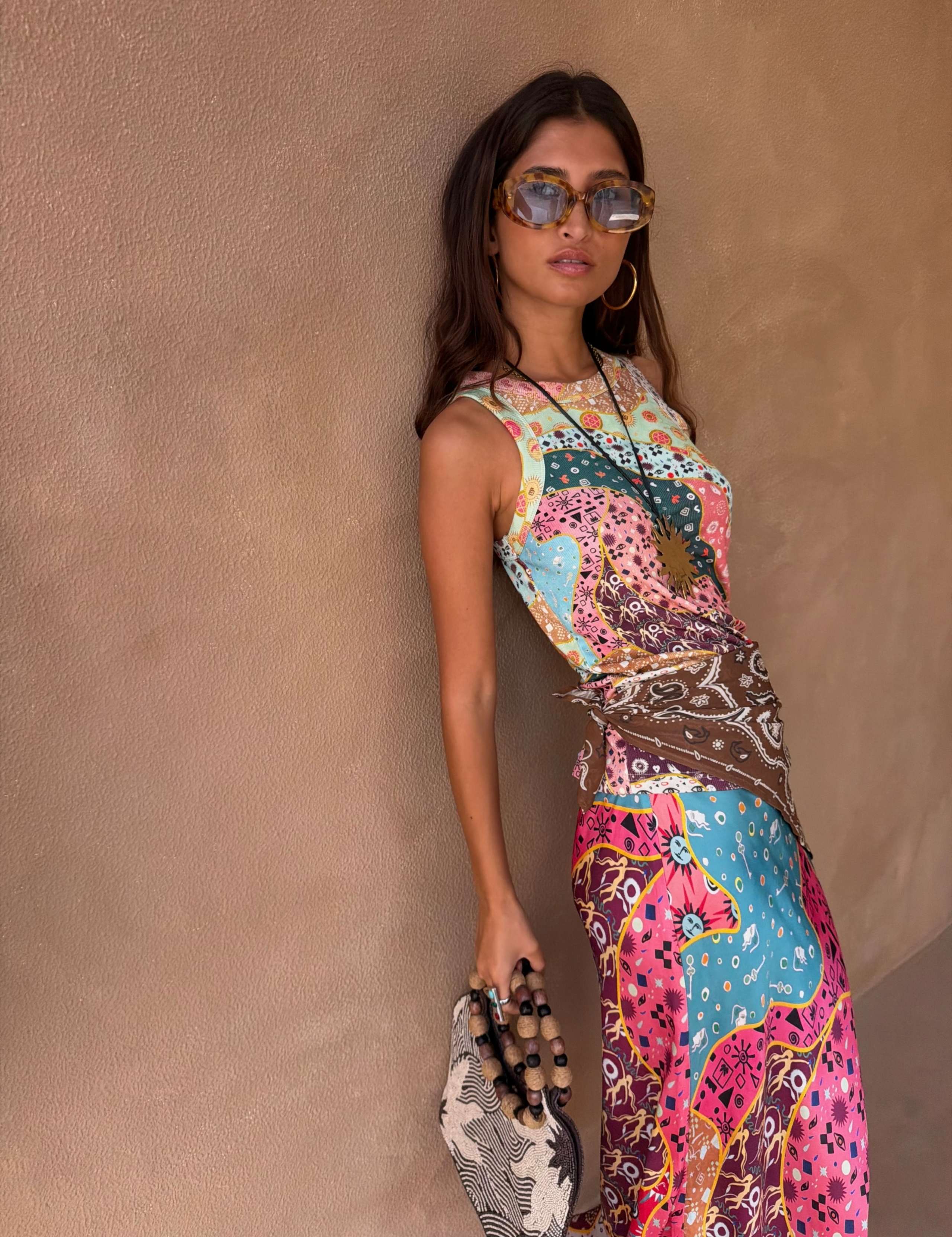Morocco Print Ribbed Tank Top 1 of 5