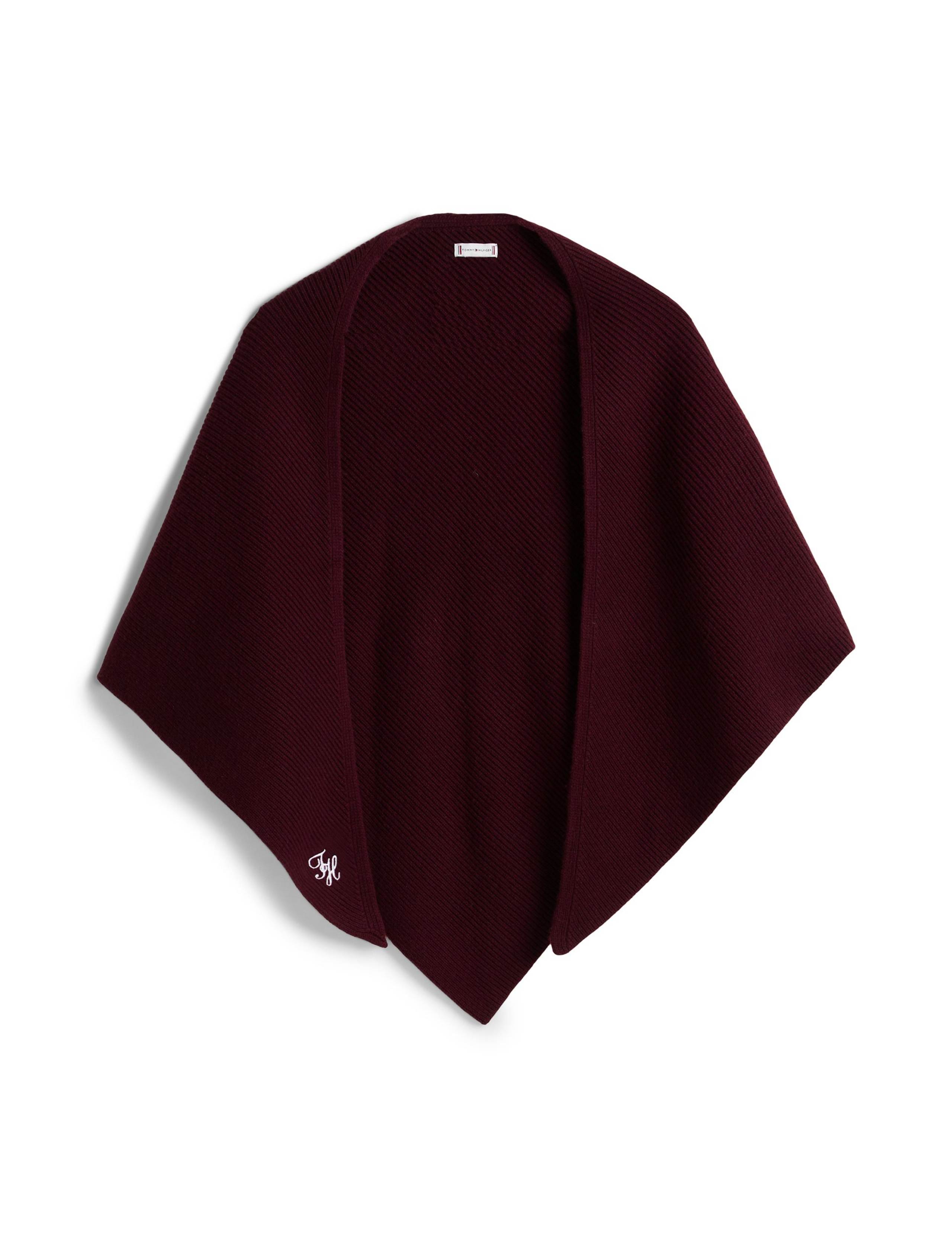 Wool Cashmere Blend Ribbed Triangle Scarf 1 of 4