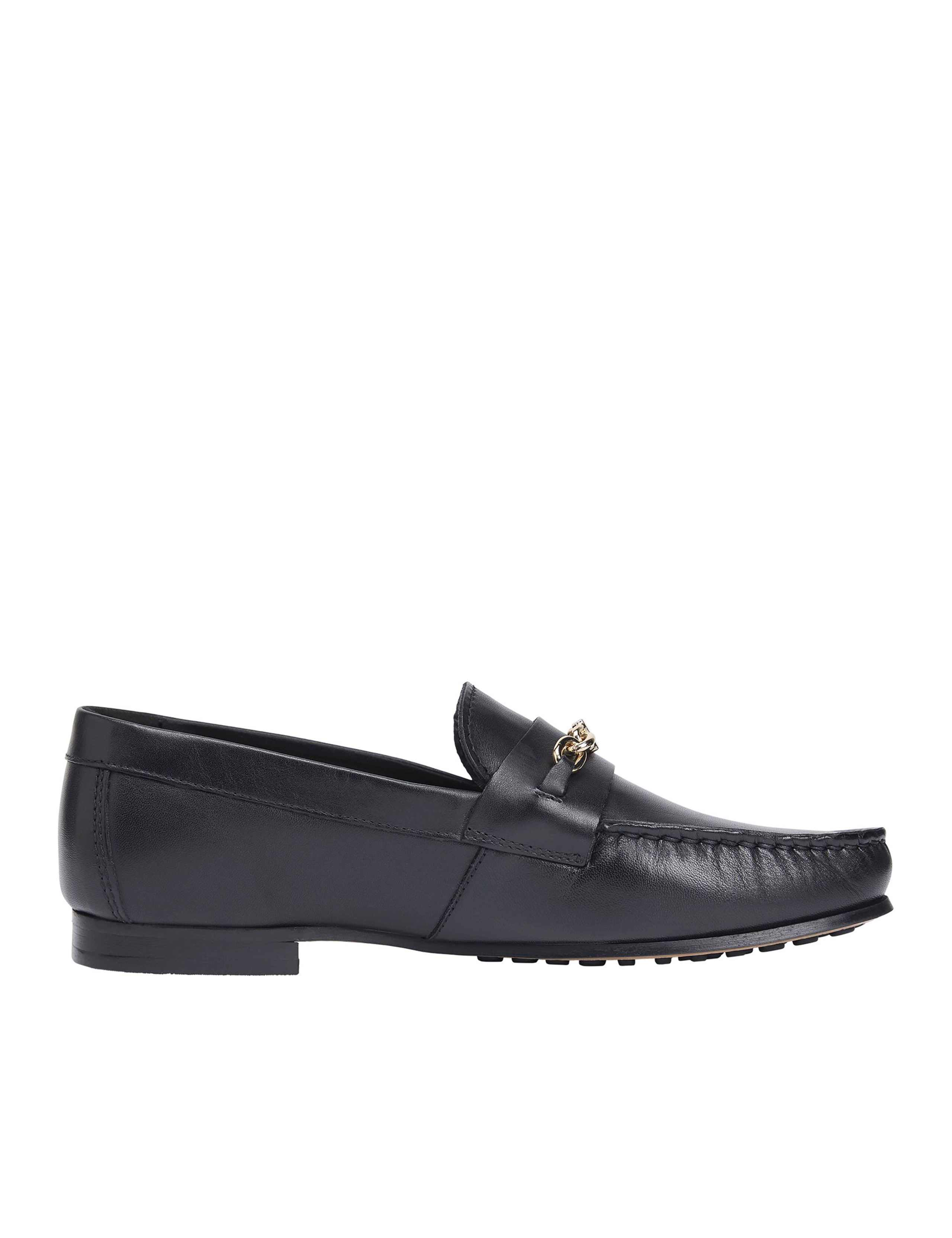 Leather Chain Trim Monogram Loafers 1 of 7