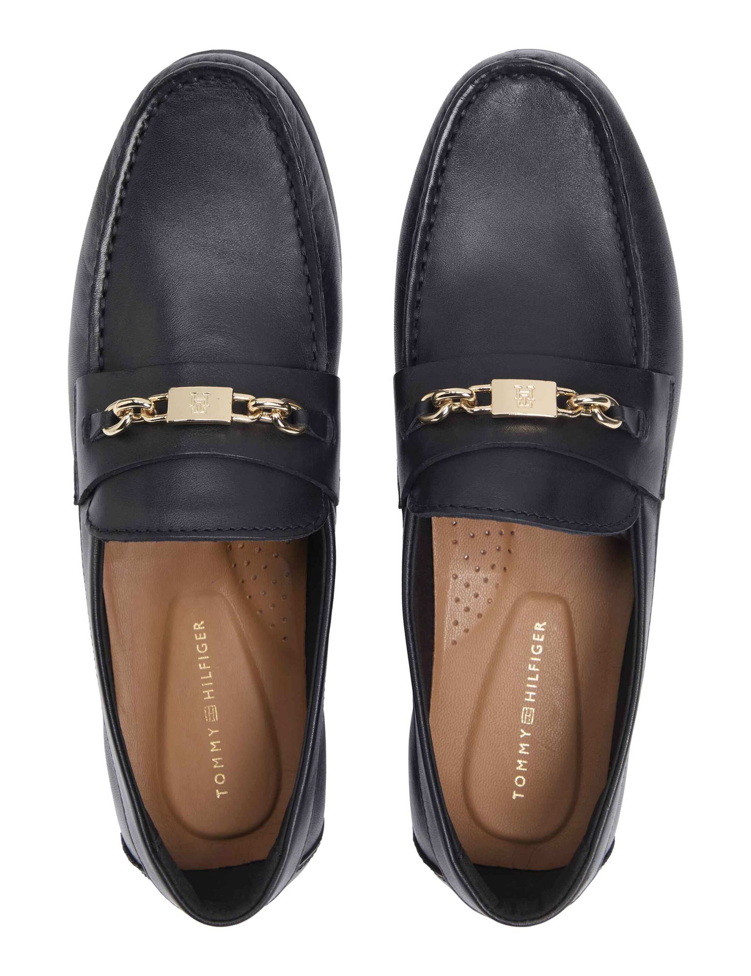 Leather Chain Trim Monogram Loafers 2 of 7